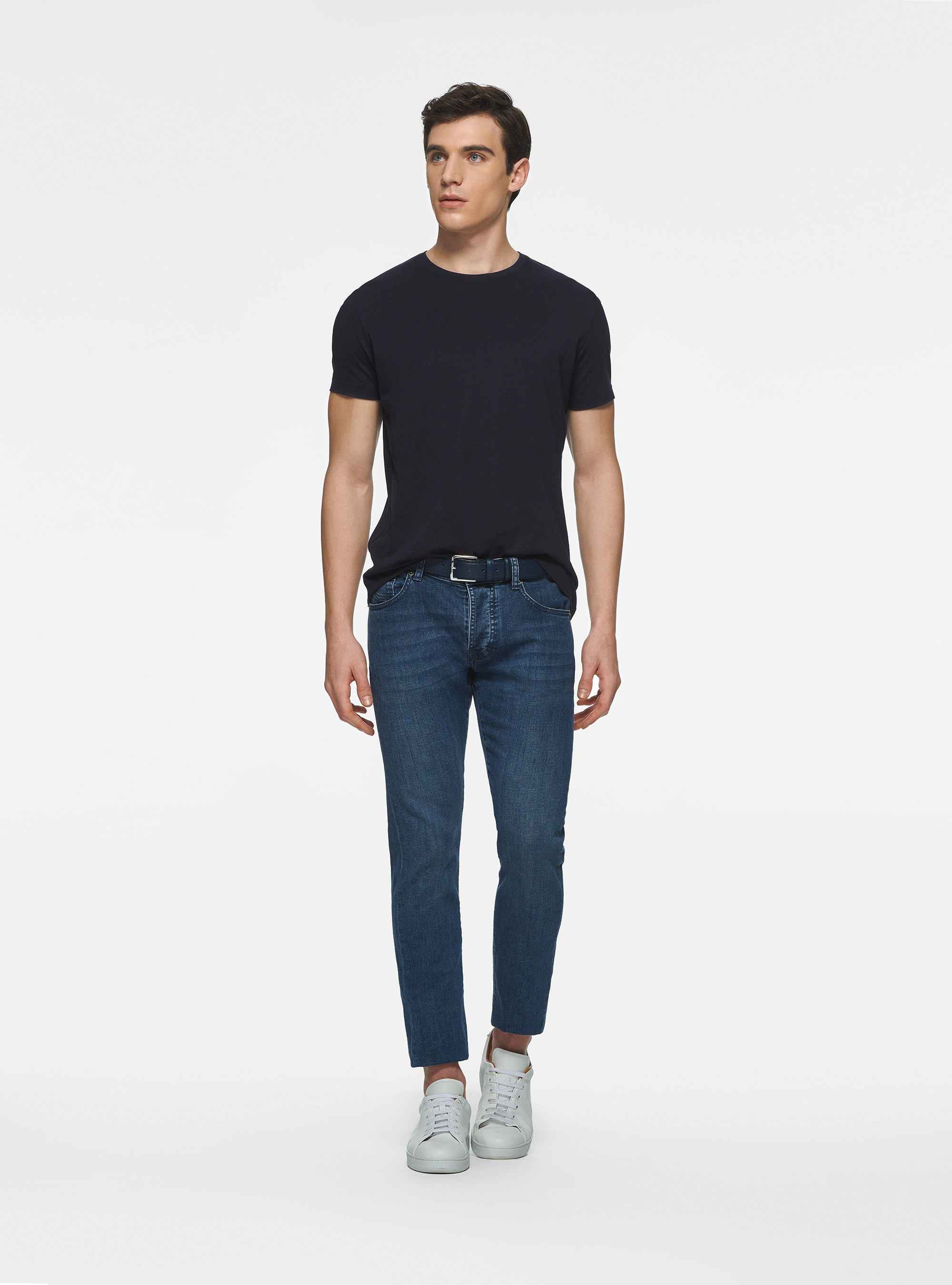 Half-sleeve T-shirt in Supima cotton, NAVY BLUE