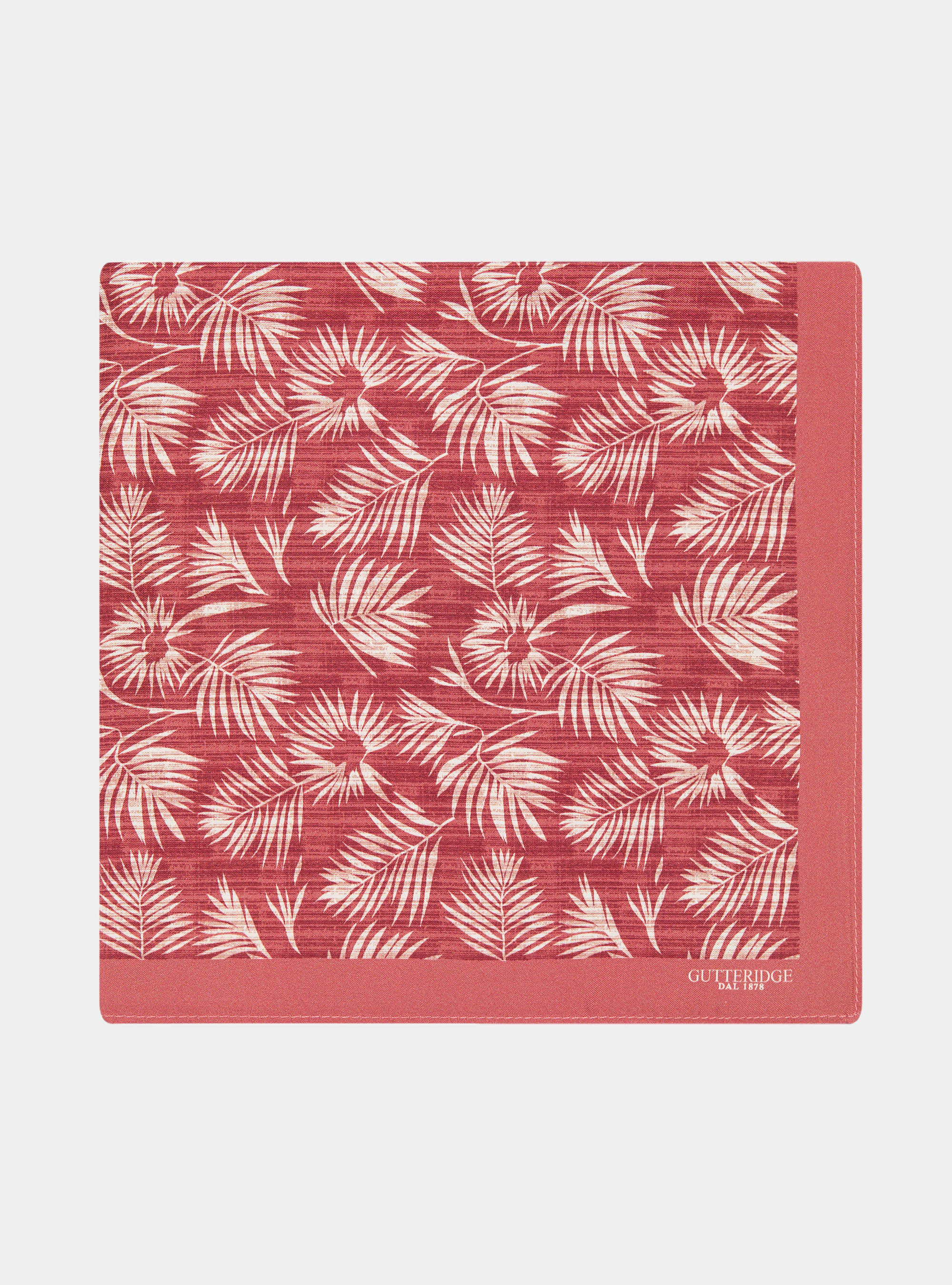 Silk foulard with leaf print, TERRACOTTA
