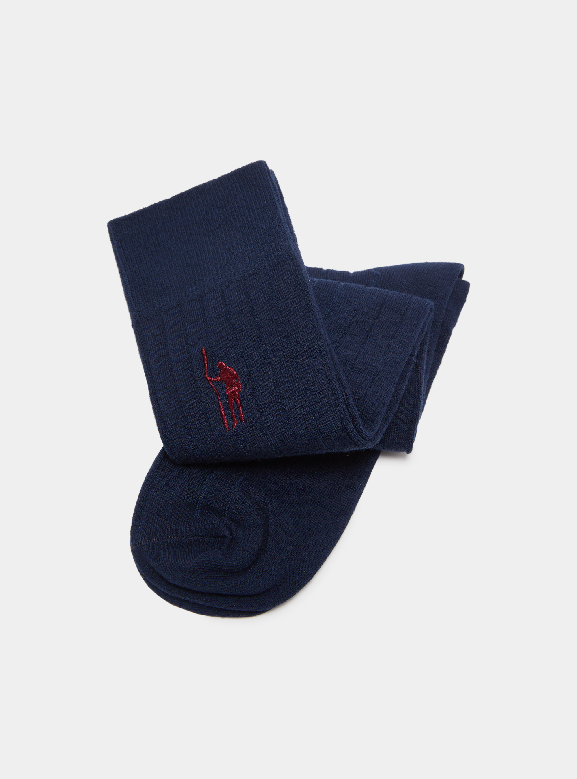 Ribbed socks with embroidery, NAVY BLUE