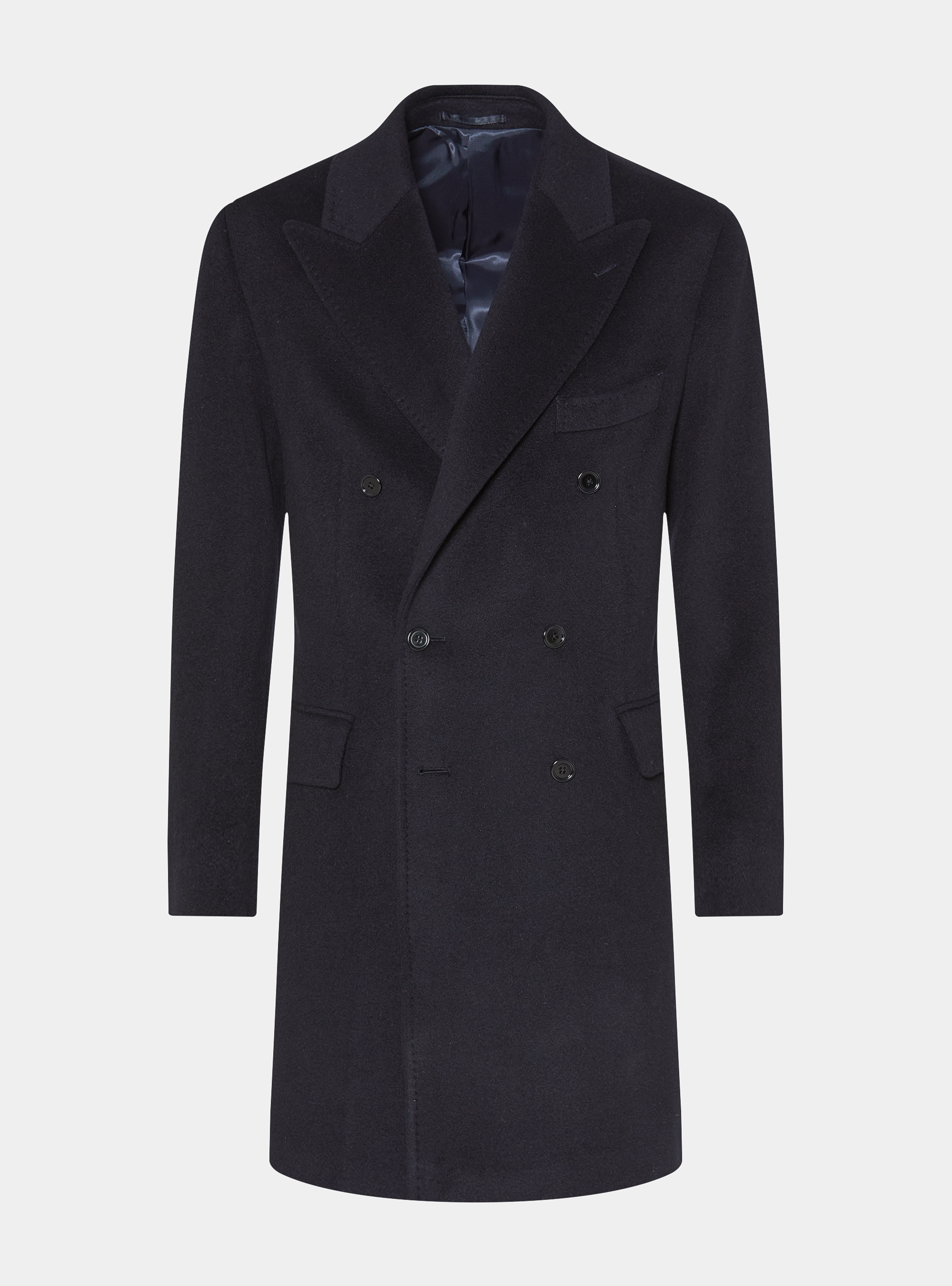 Abrigo de doble botonadura 100% cachemira, AZUL MARINO