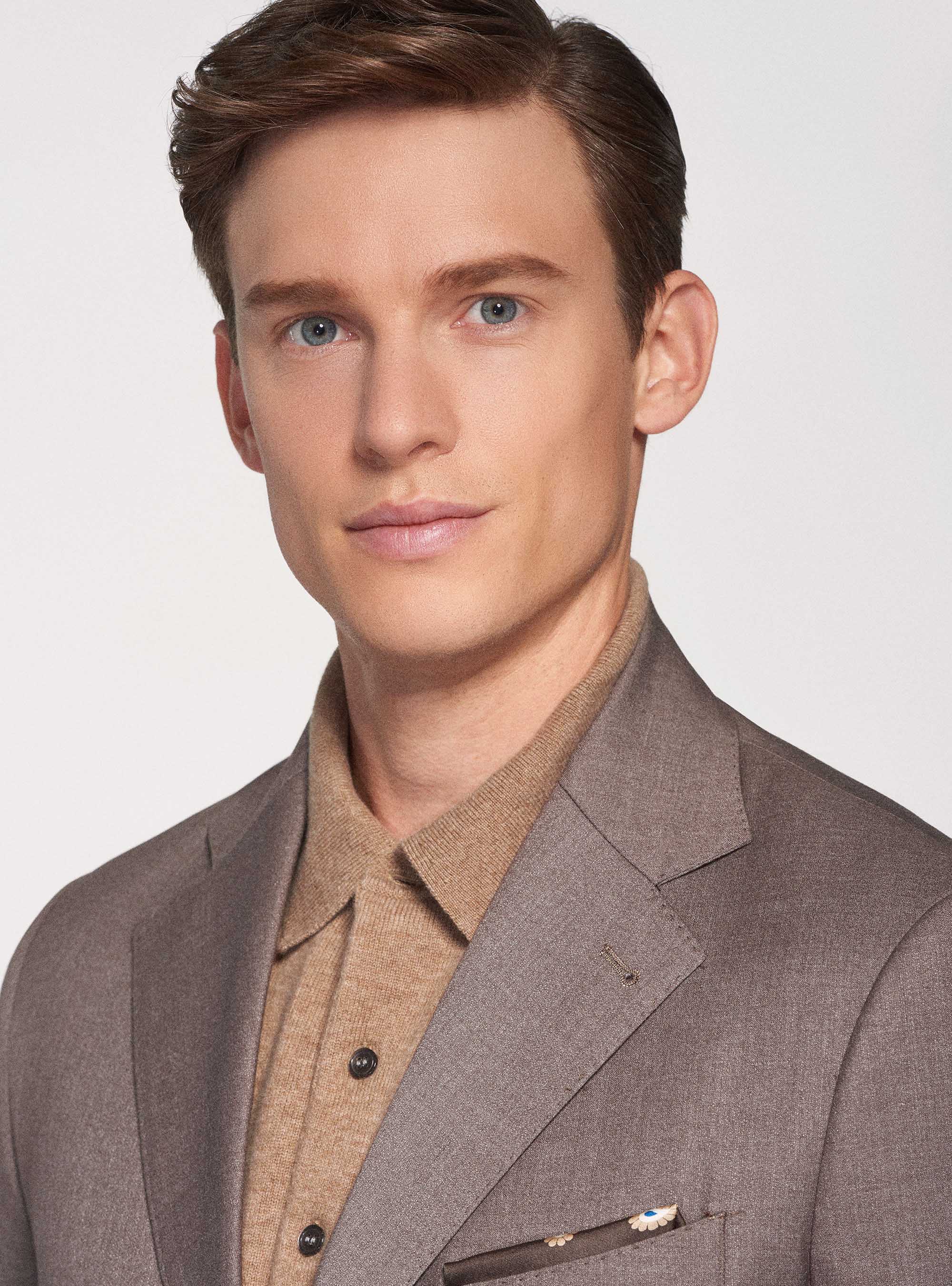 Giacca per abito slim fit con tasche a toppa, FANGO