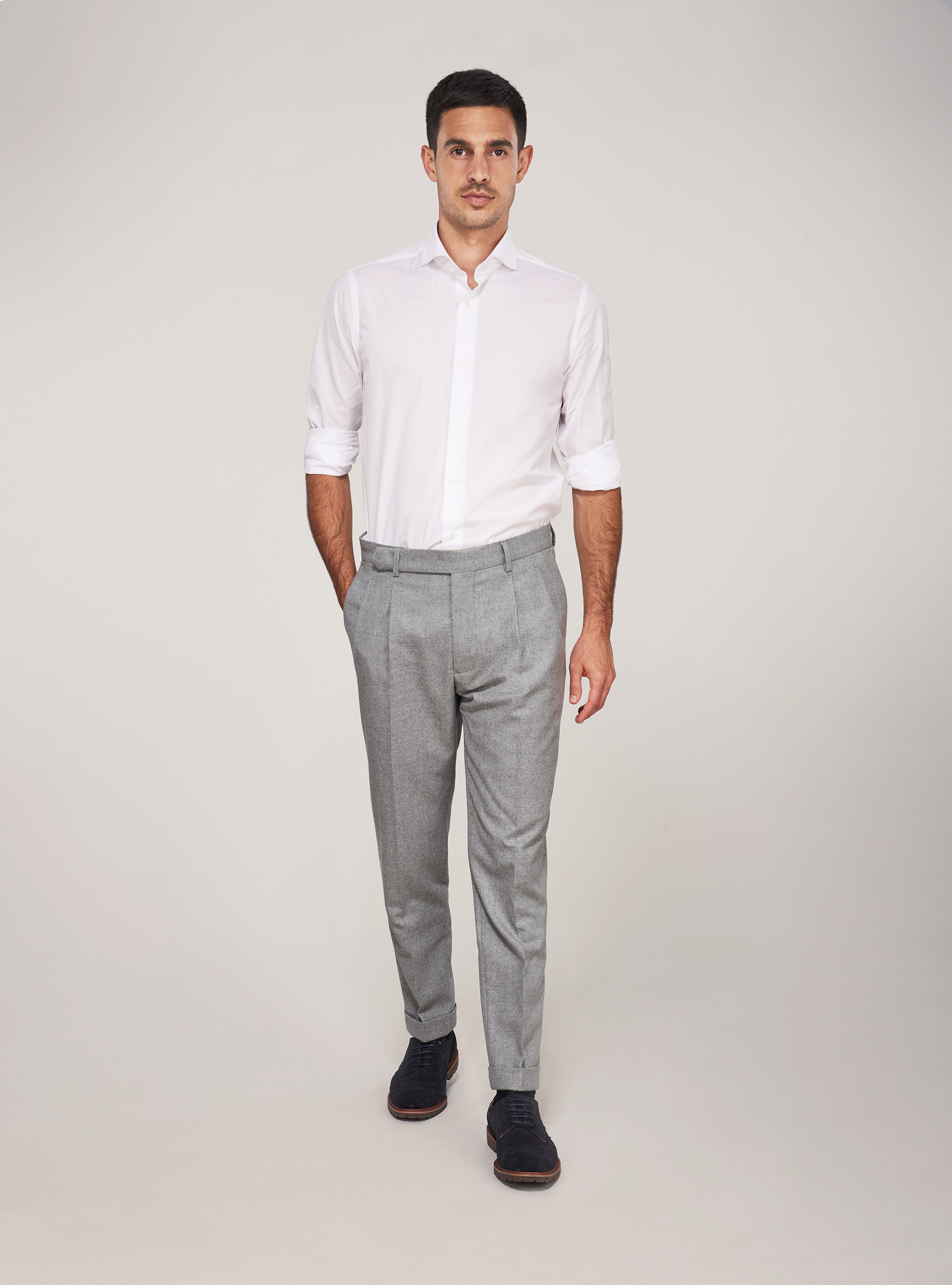 Super slim stretch poplin shirt, WHITE