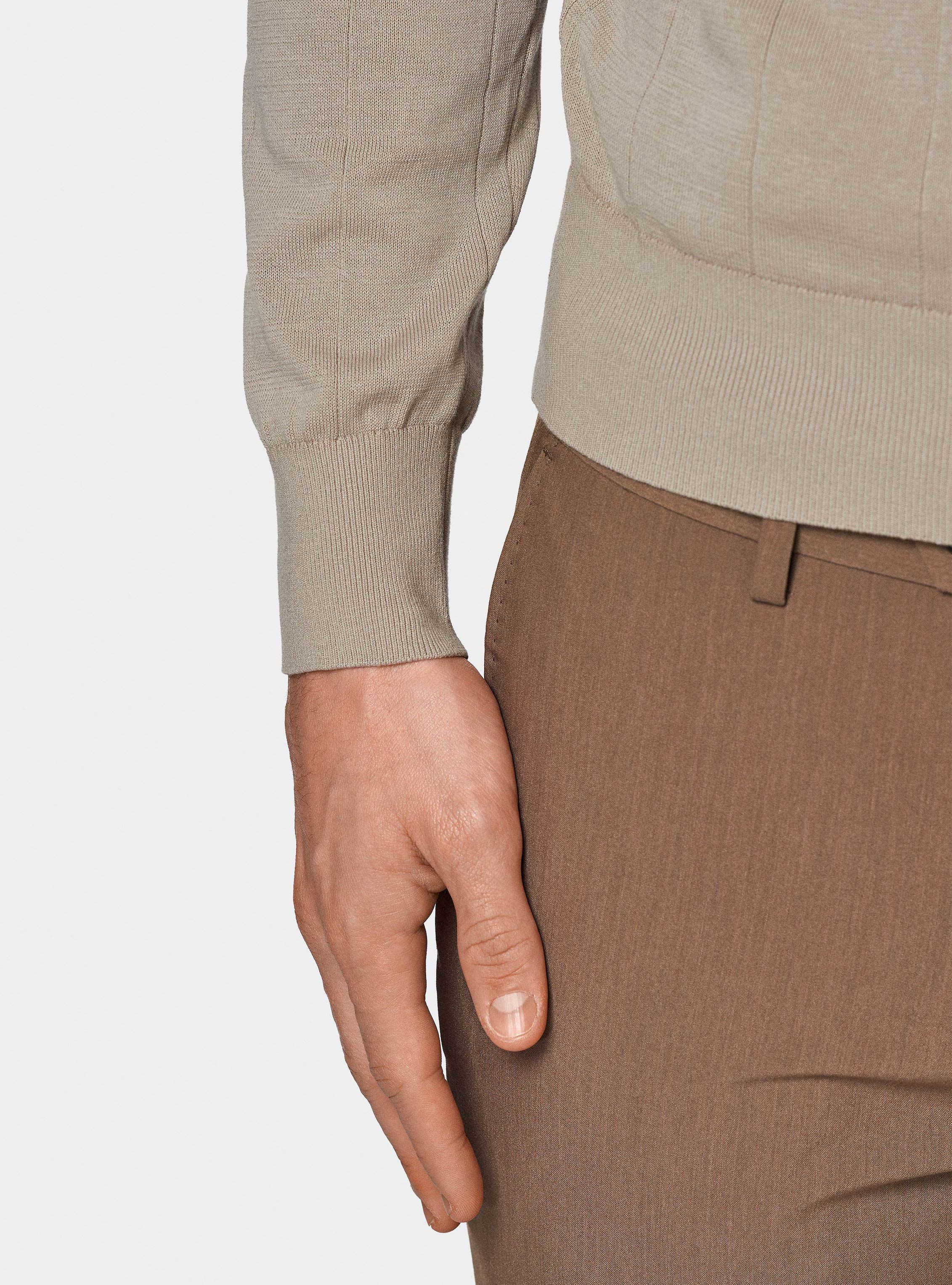 Polo à manches longues en tricot, SABLE