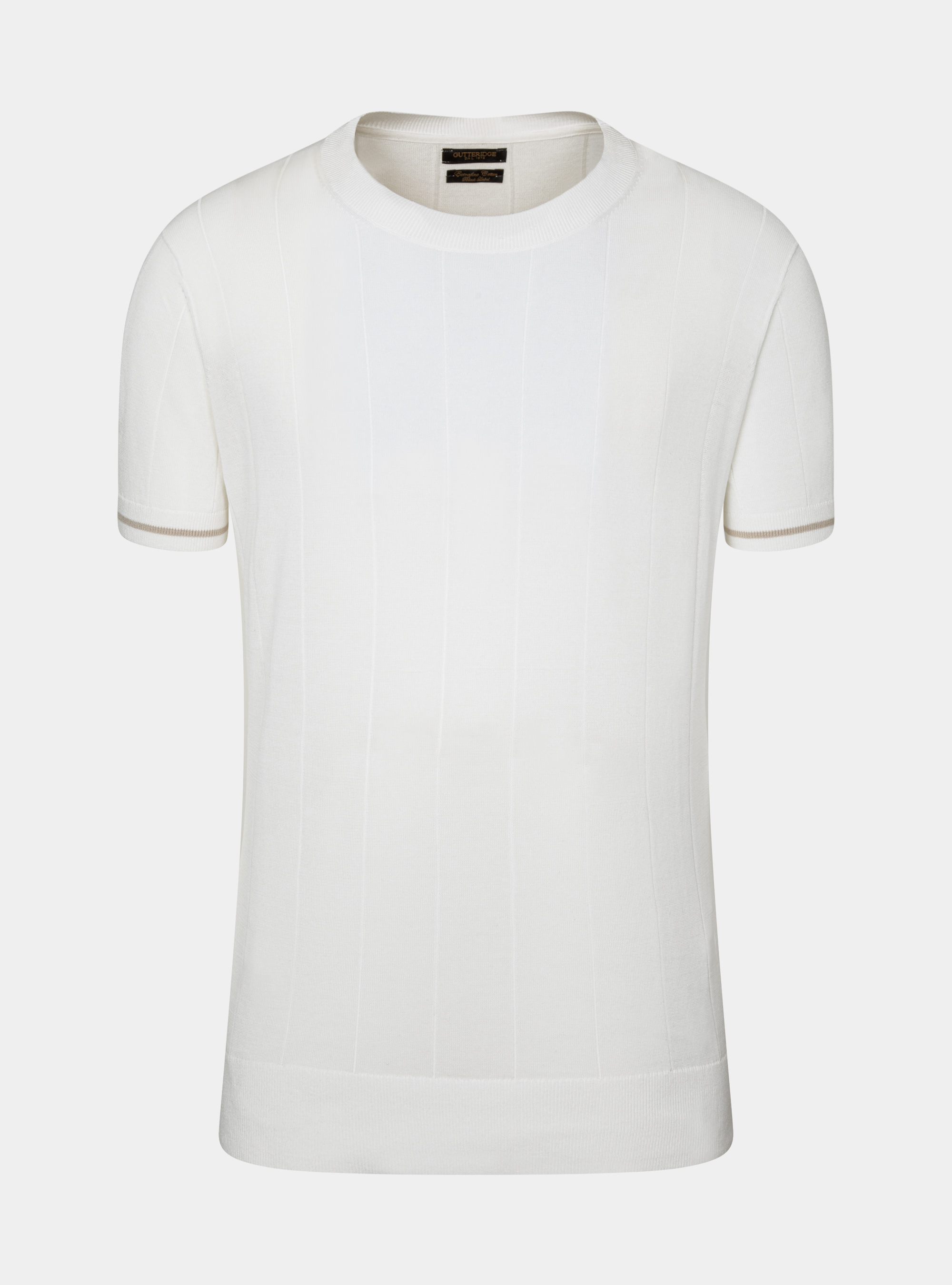 Maglia in puro cotone in costa piatta, BIANCO