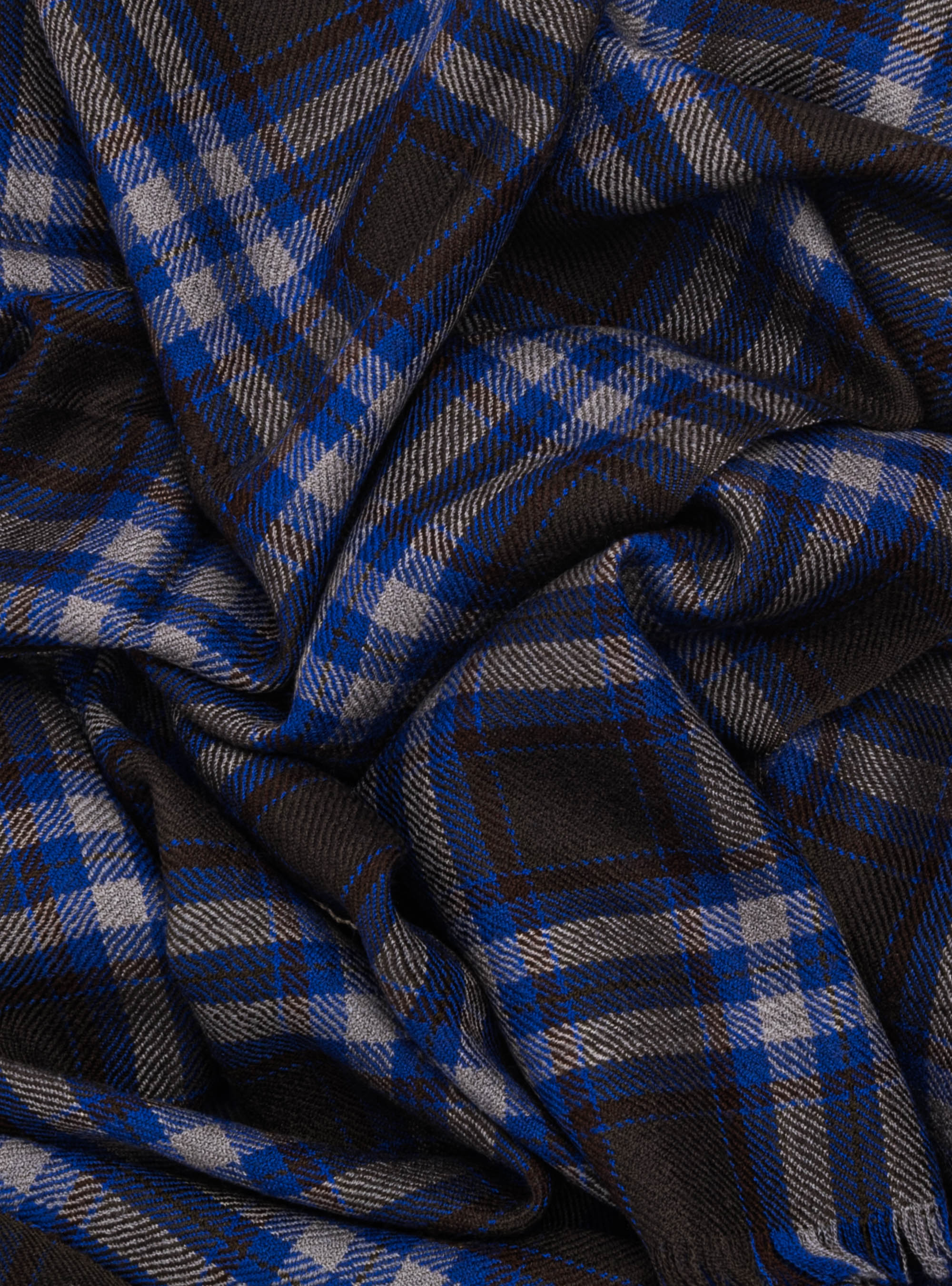 Sciarpa in lana a quadri armatura diagonale, INCHIOSTRO