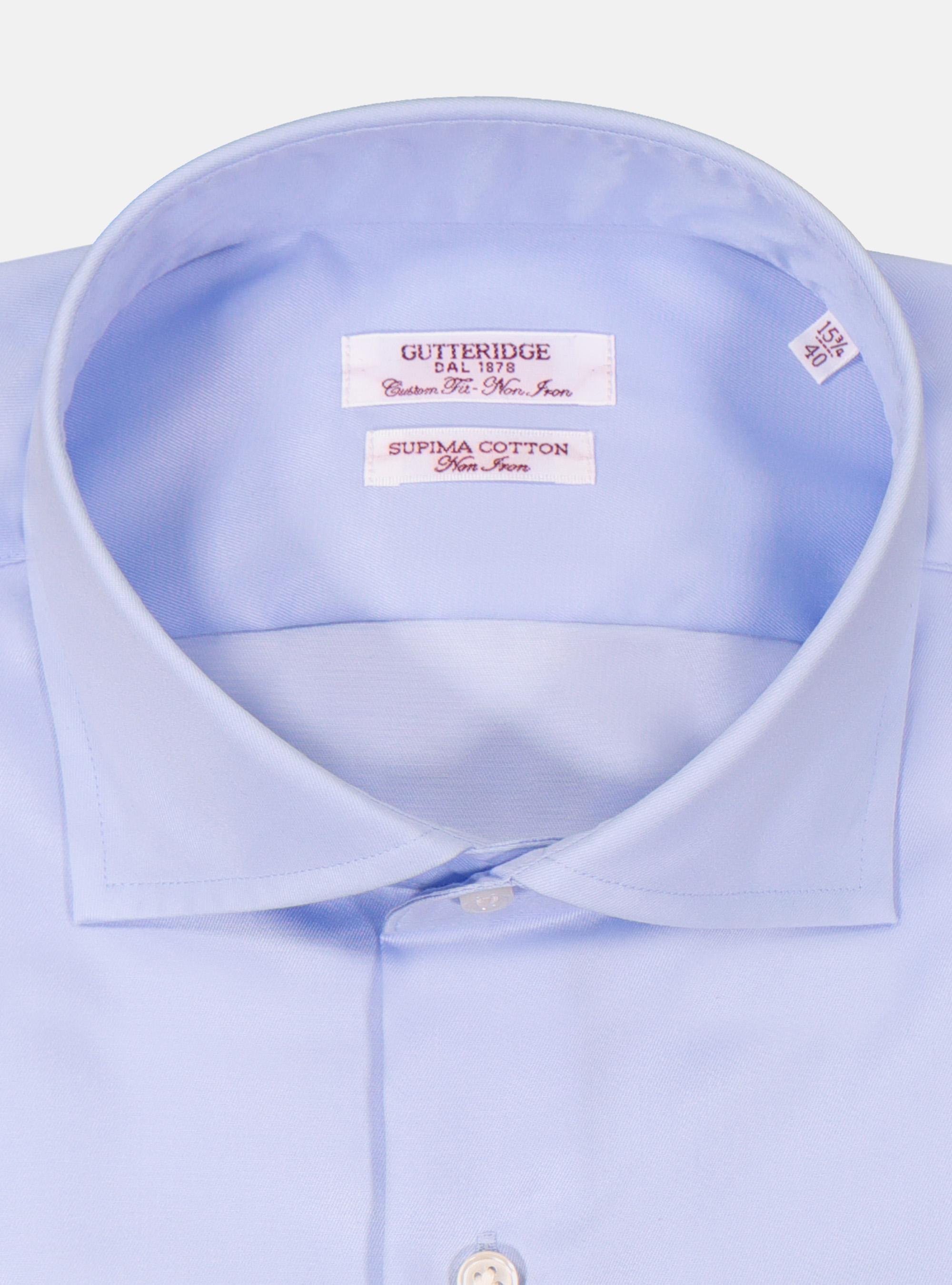 Camicia comfort fit classica in twill no iron, AZZURRO
