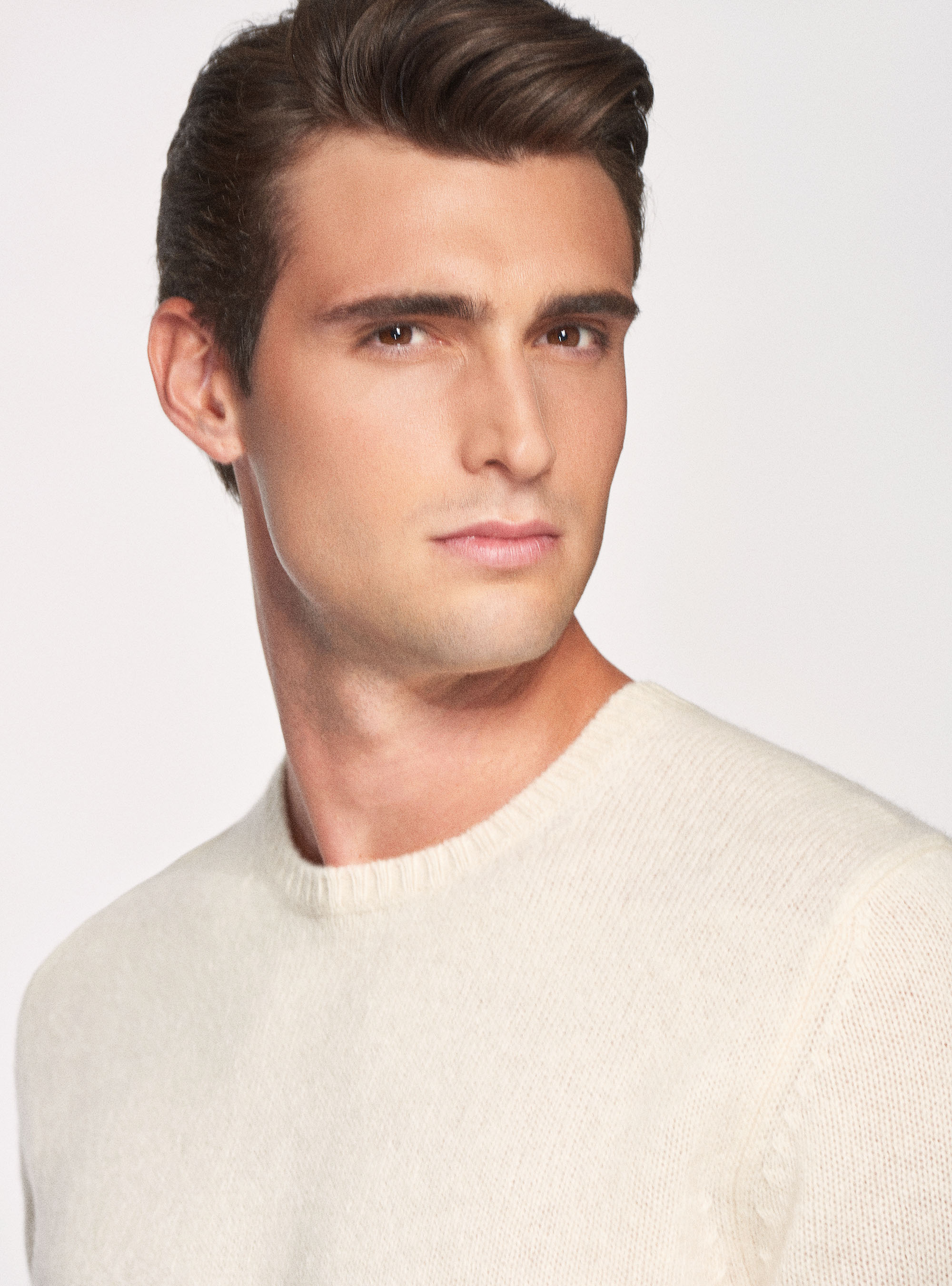 Maglia girocollo in pura lana shetland, BIANCO