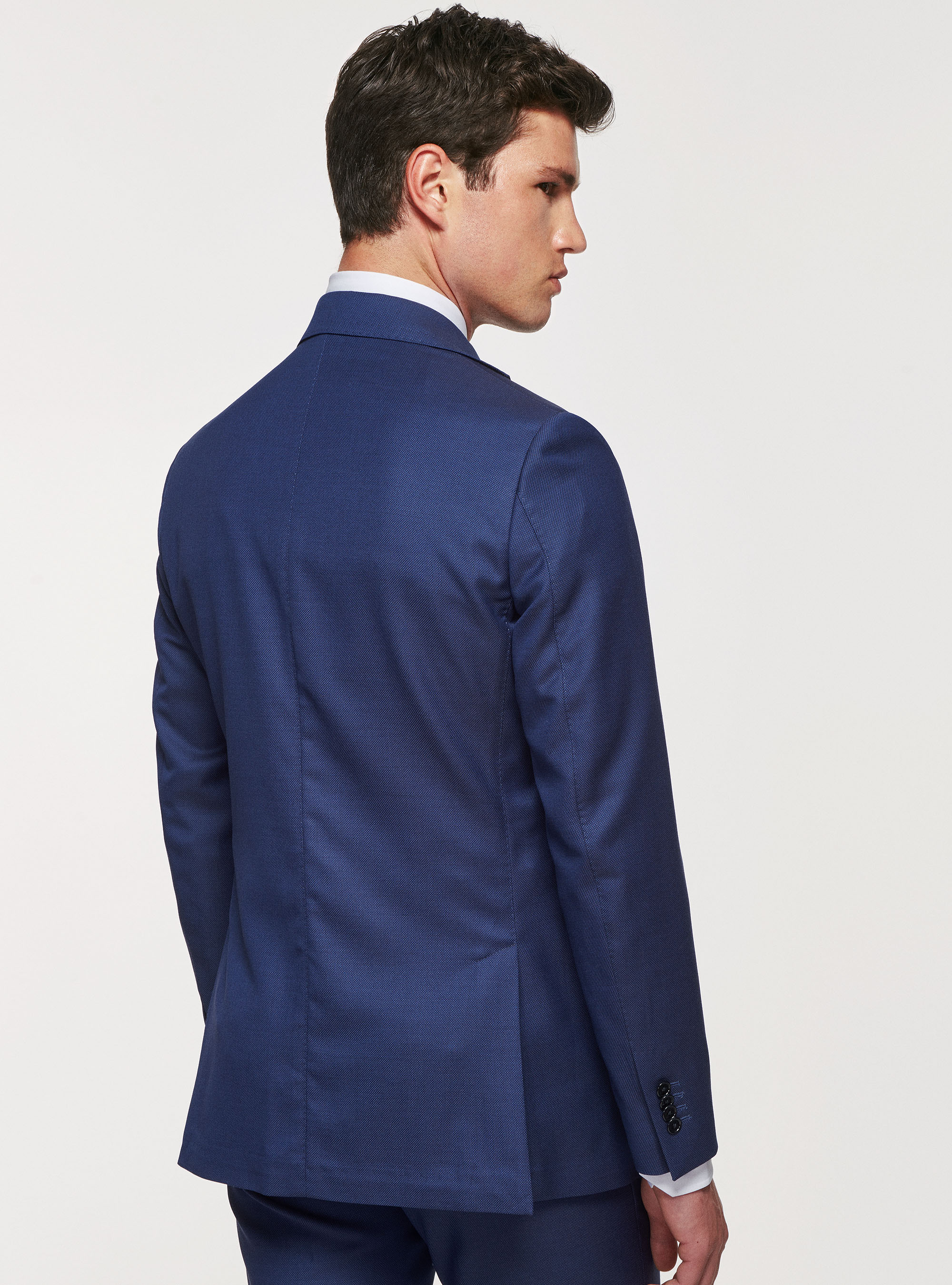 Giacca occhio di pernice in pura lana, BLU