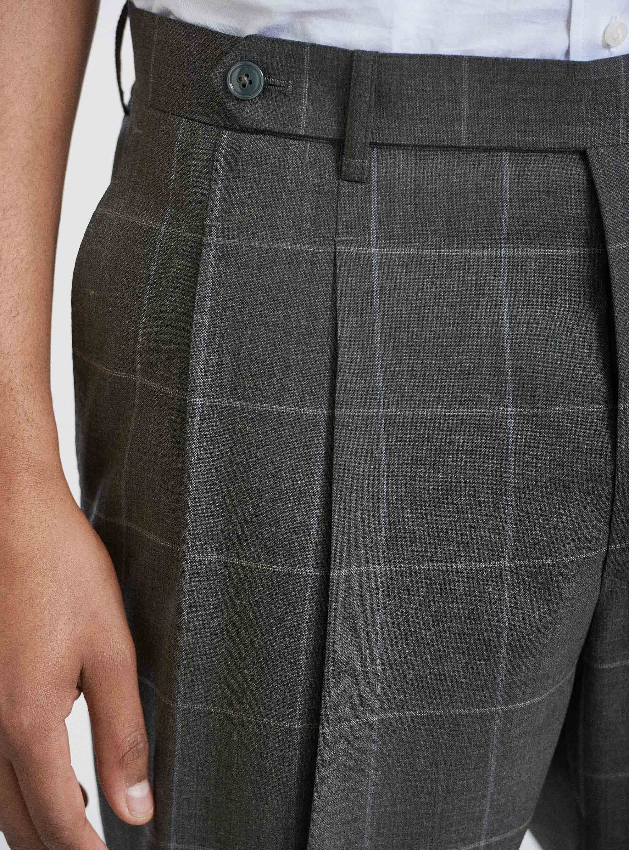 Pantaloni per abito a quadri in pura lana tessuto Vitale Barberis Canonico, VERDE