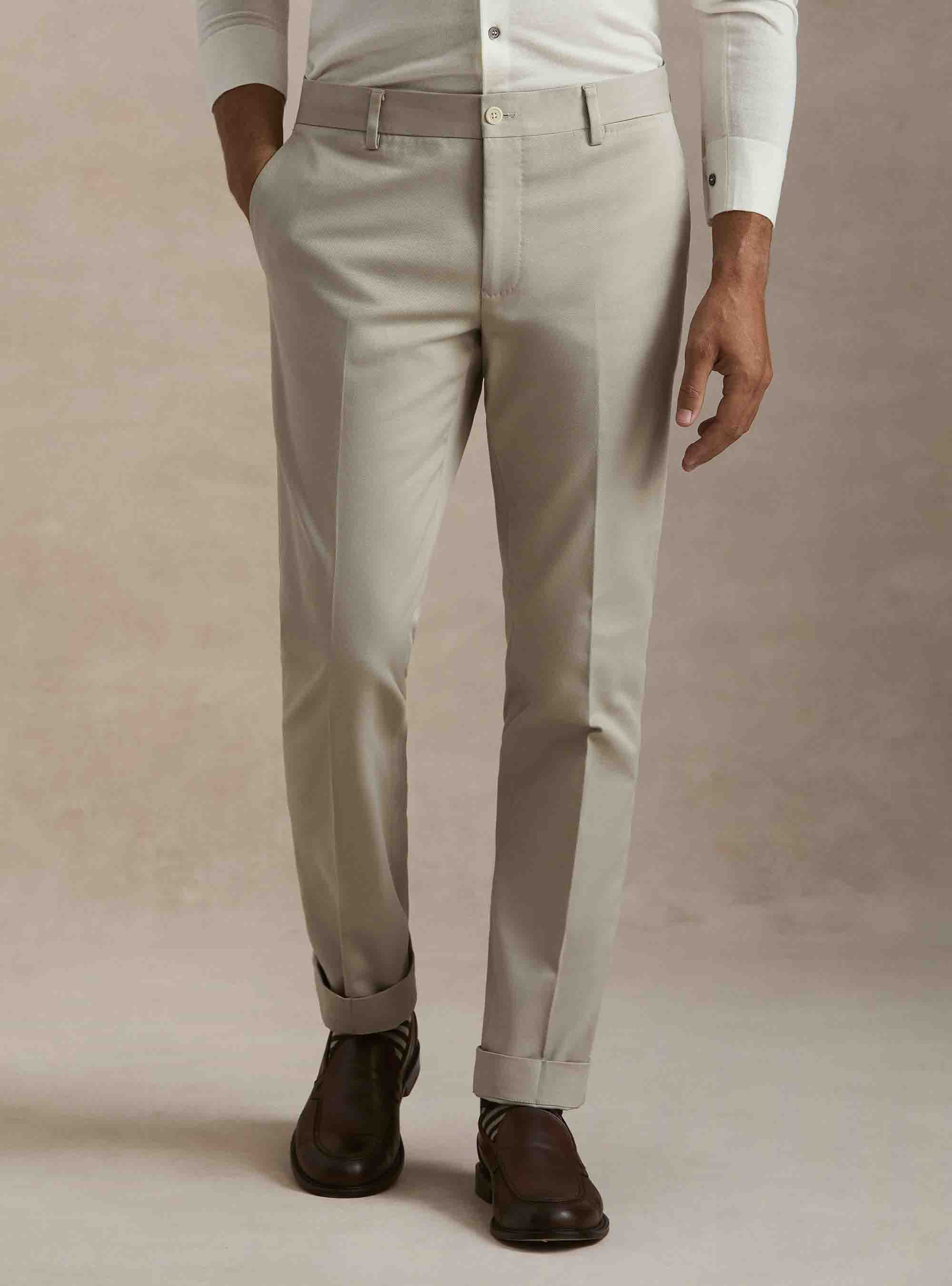 Pantalones de algod&oacute;n esmerilado, CRUDO