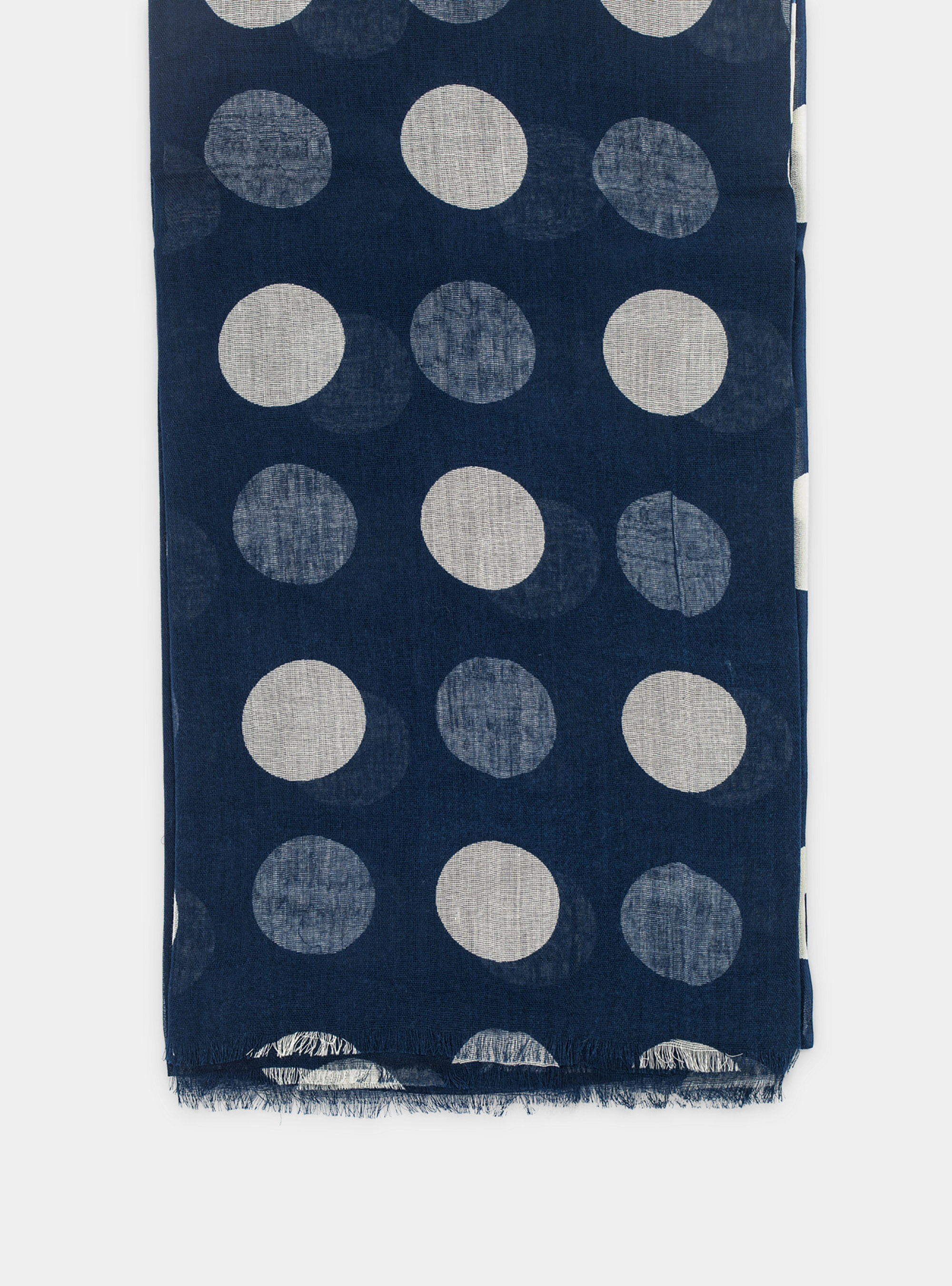 Cotton scarf with large polka dots, BLUE
