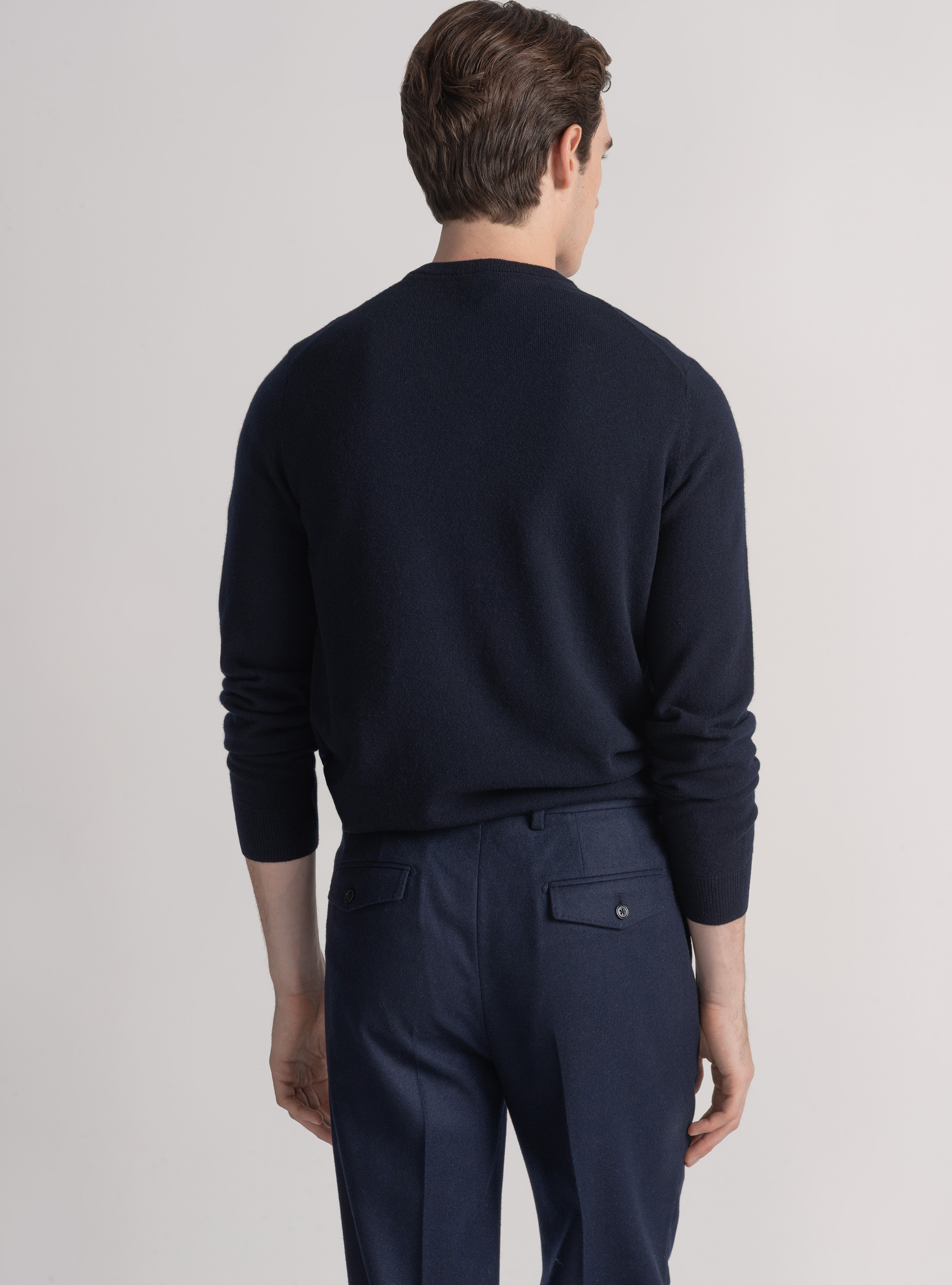 Merino wool V-neck sweater, NAVY BLUE