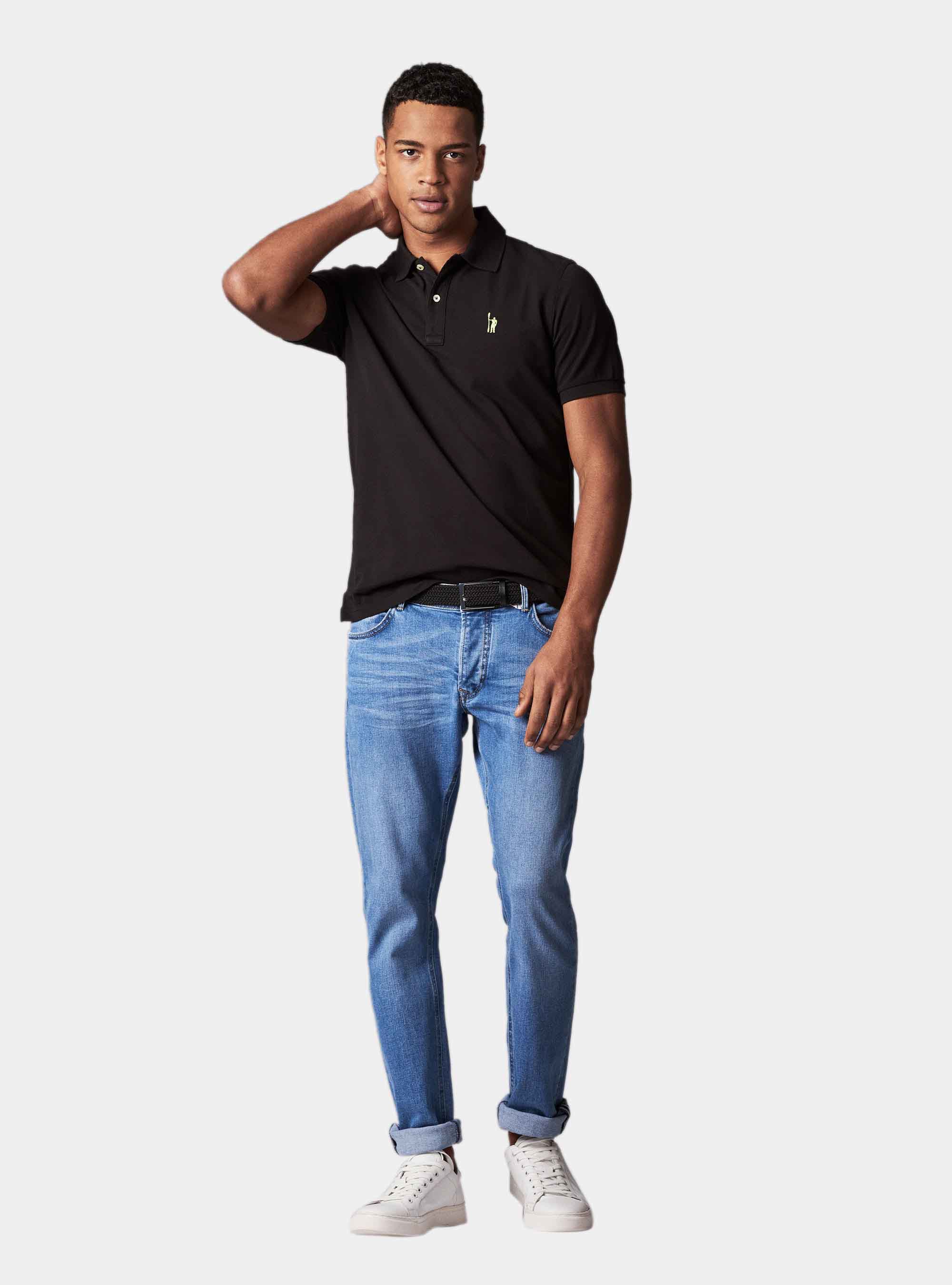 Polo basica in piquet, NERO