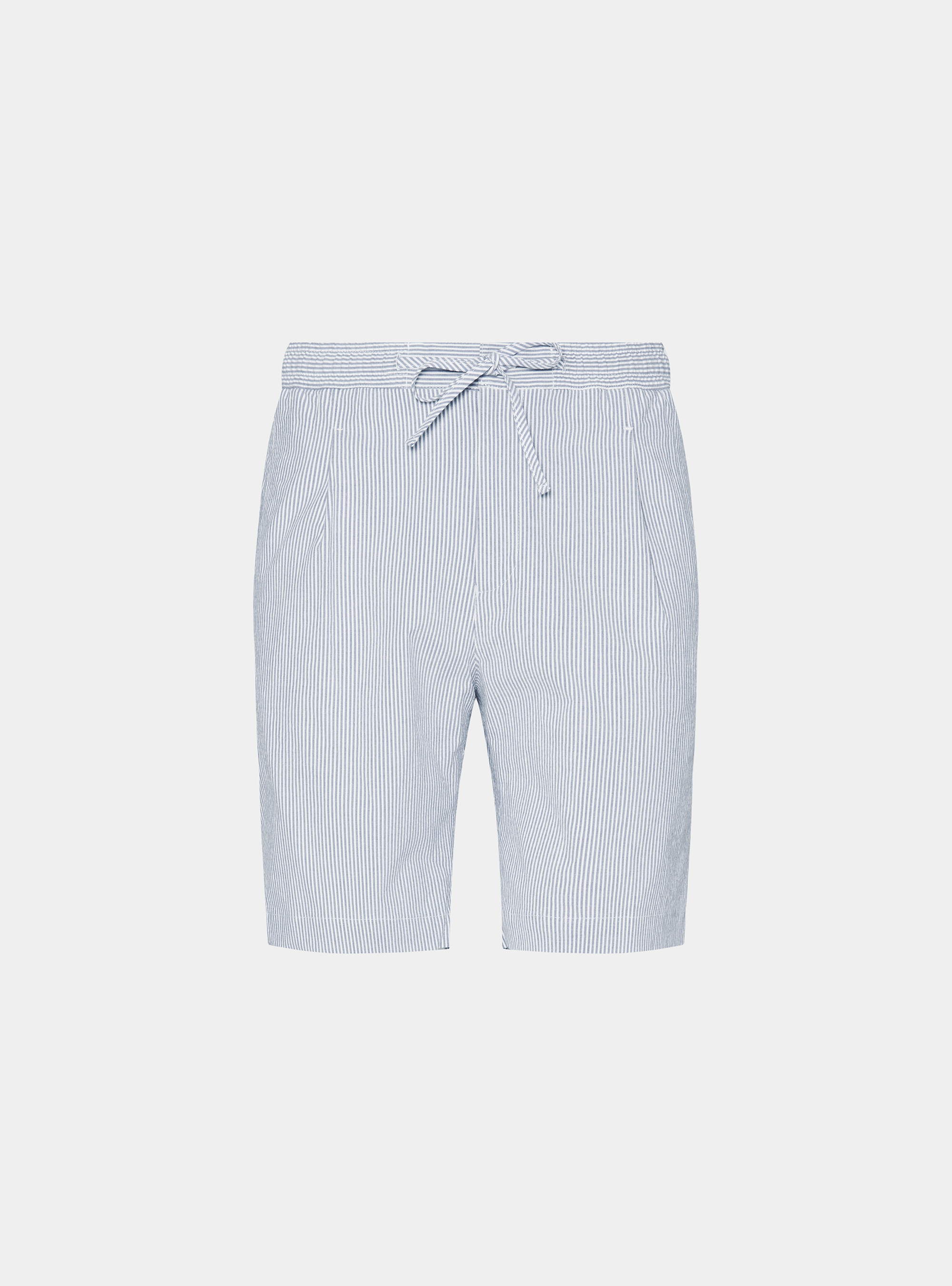 Bermuda con laccetto misto cotone seersucker, BLUE