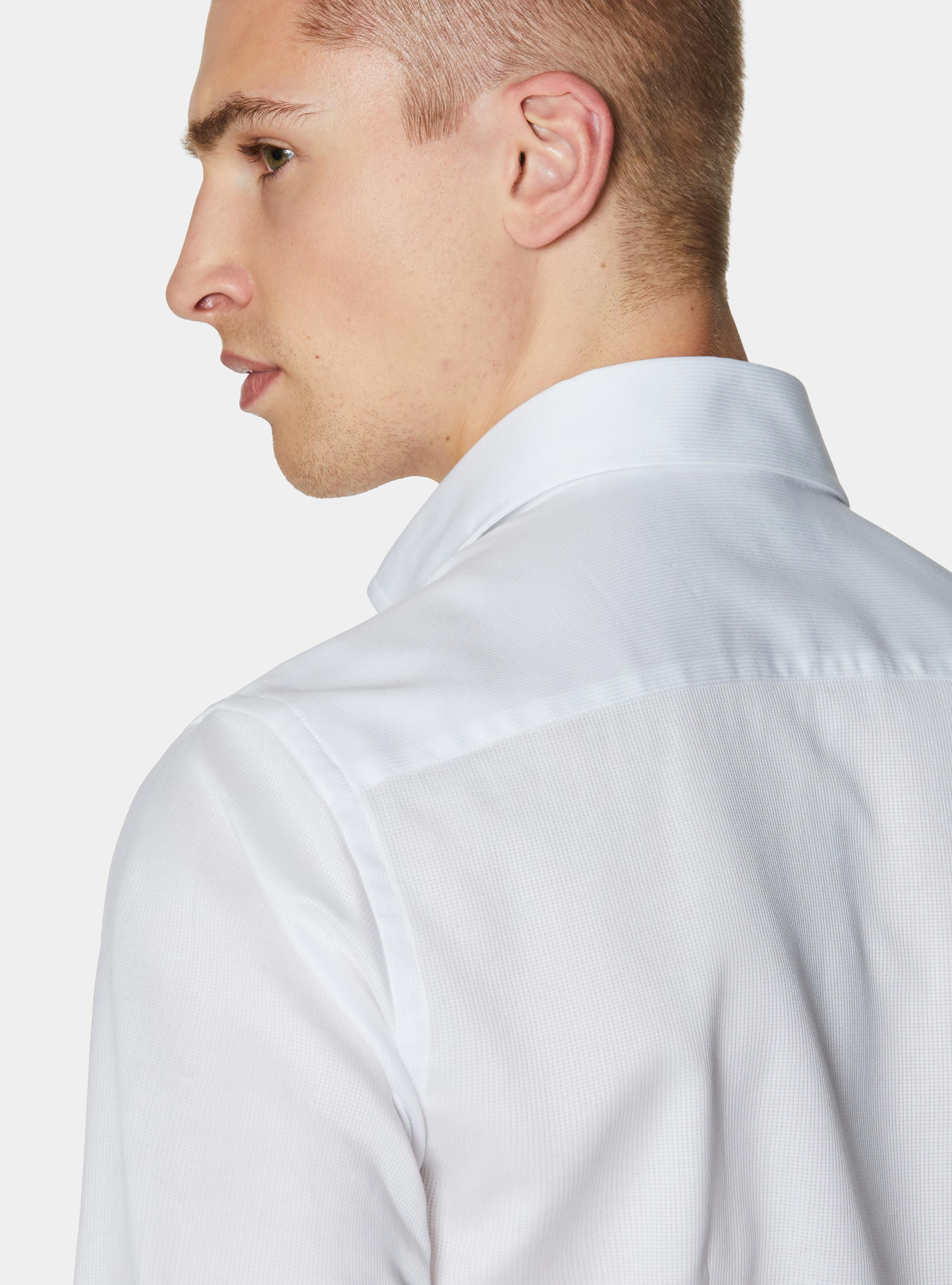 Camicia in cotone operato, BIANCO