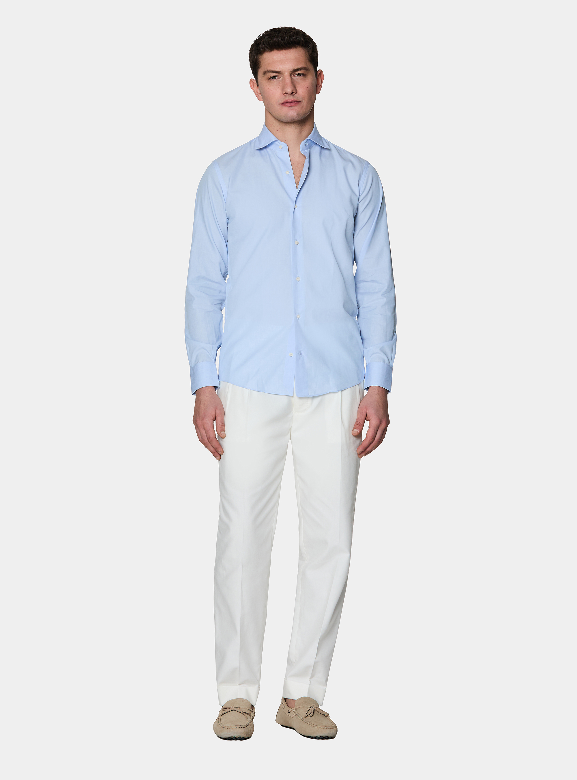 Chemise en coton fil &agrave; fil, BLEU CIEL