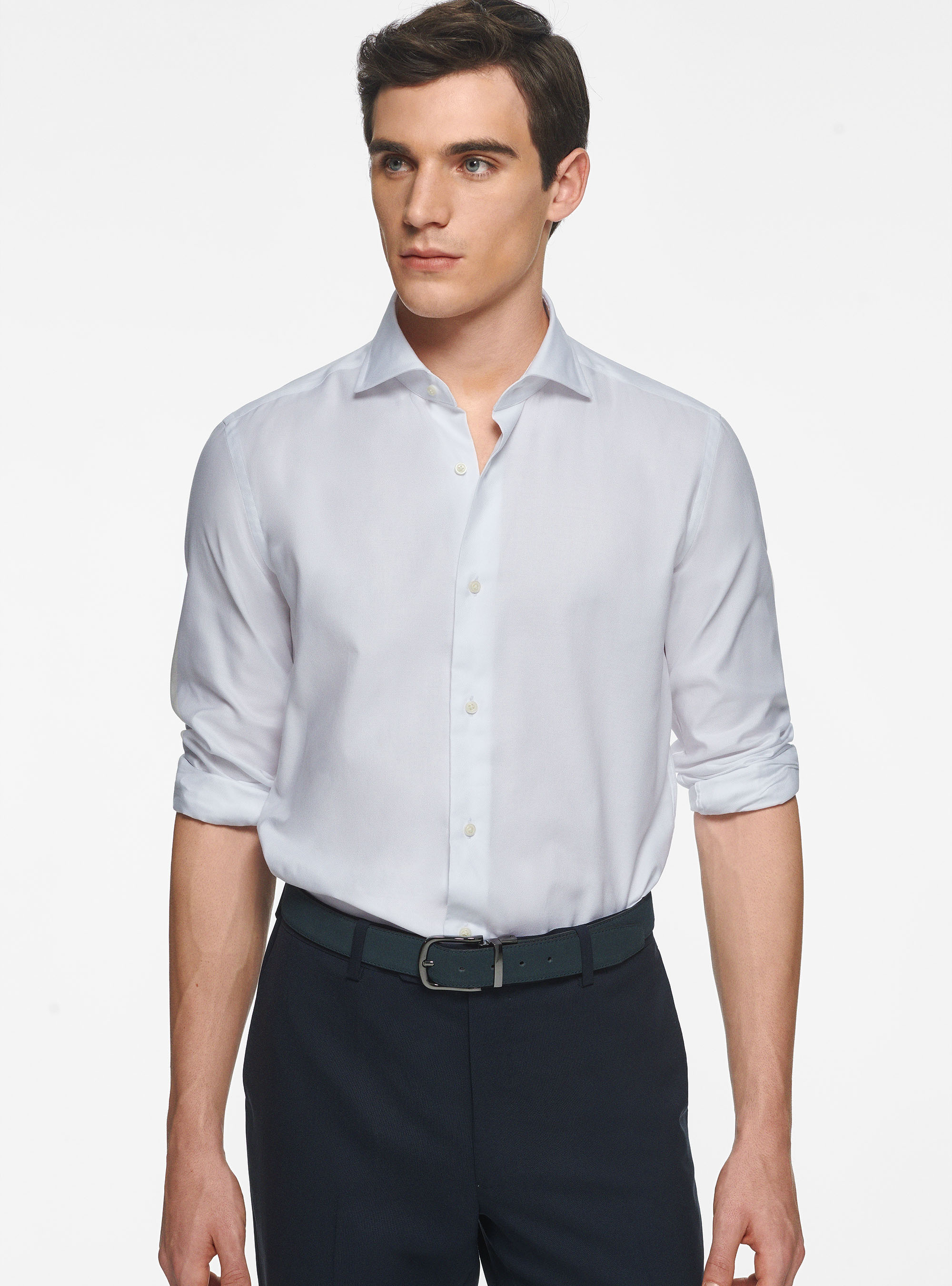 Camicia in cotone oxford, BIANCO