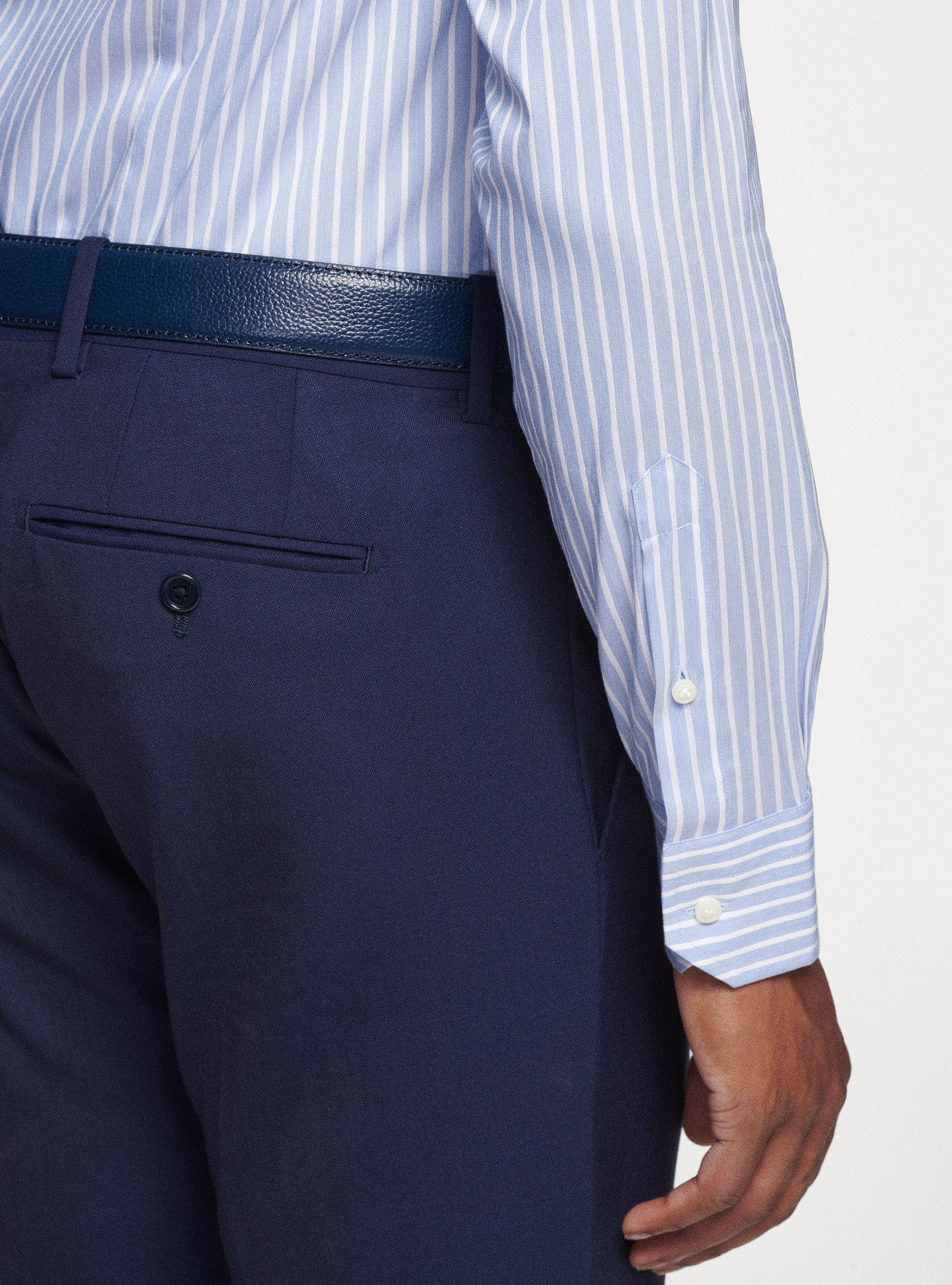 Camicia in misto cotone stretch, AZZURRO