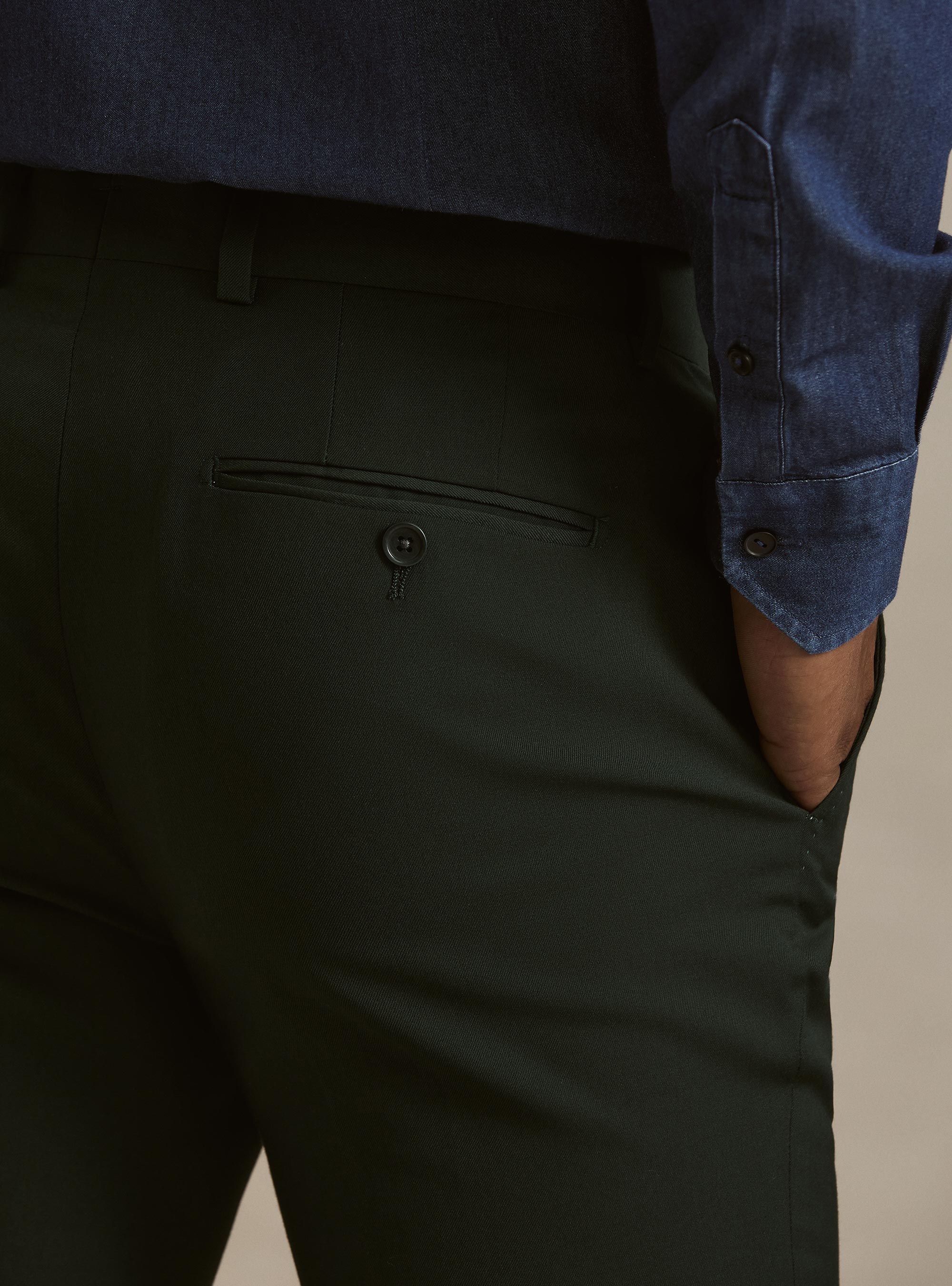 Pantalones de traje cl&aacute;sicos slim fit, VERDE