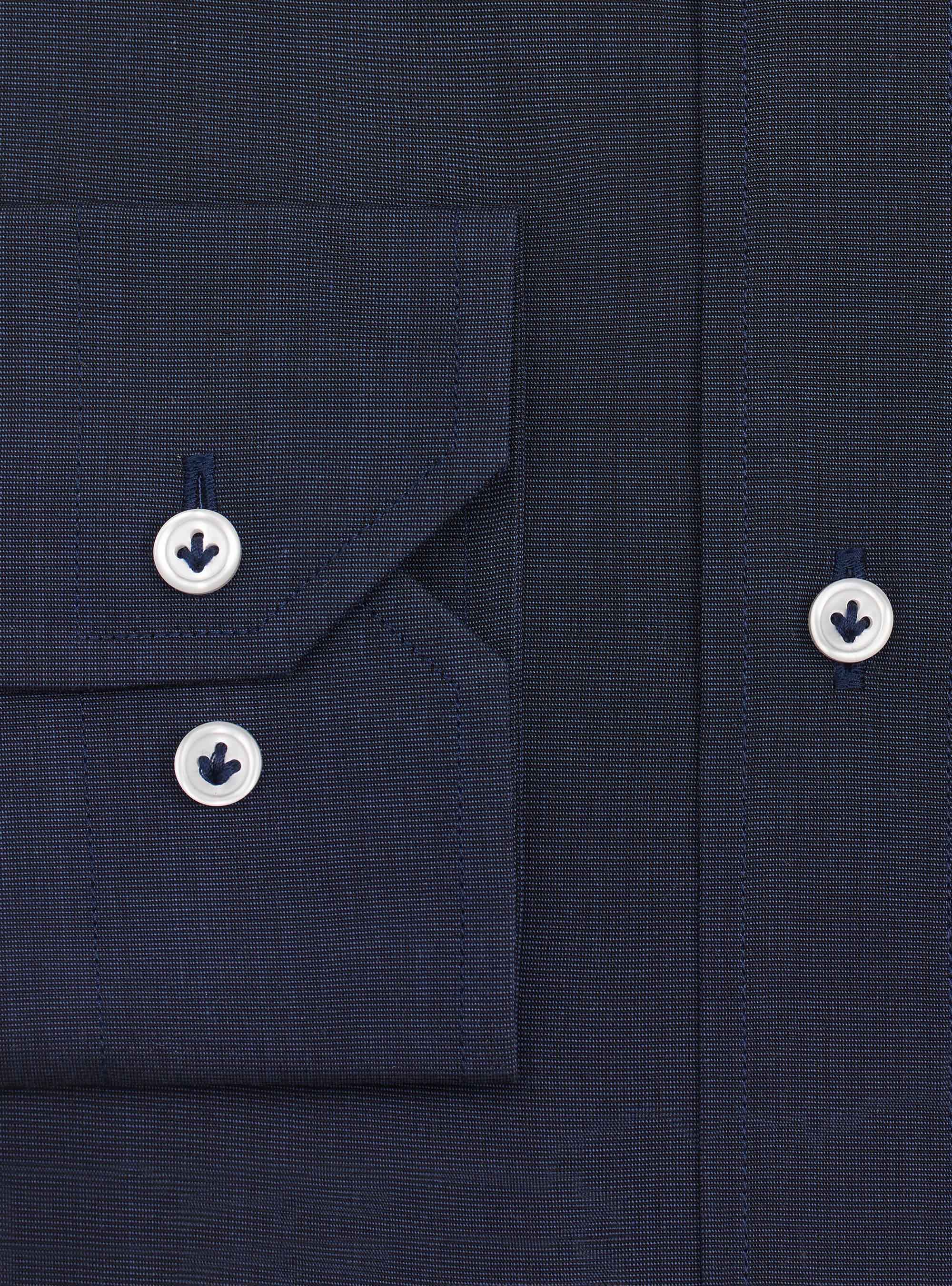 Camisa de algod&oacute;n con cuello franc&eacute;s, AZUL MARINO