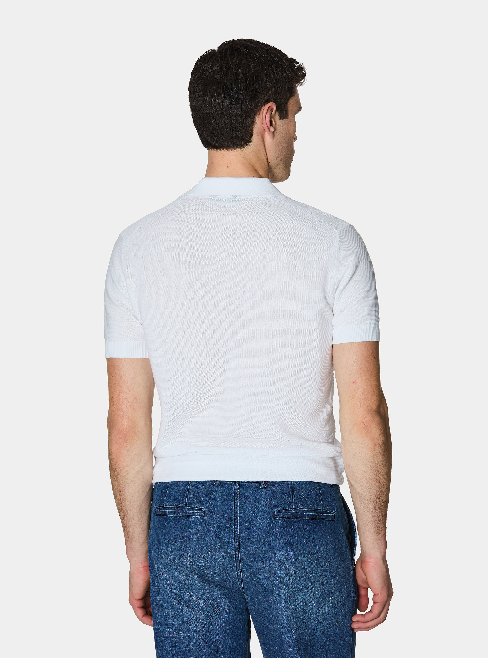 Knitted links polo shirt in extra-fine cotton, WHITE