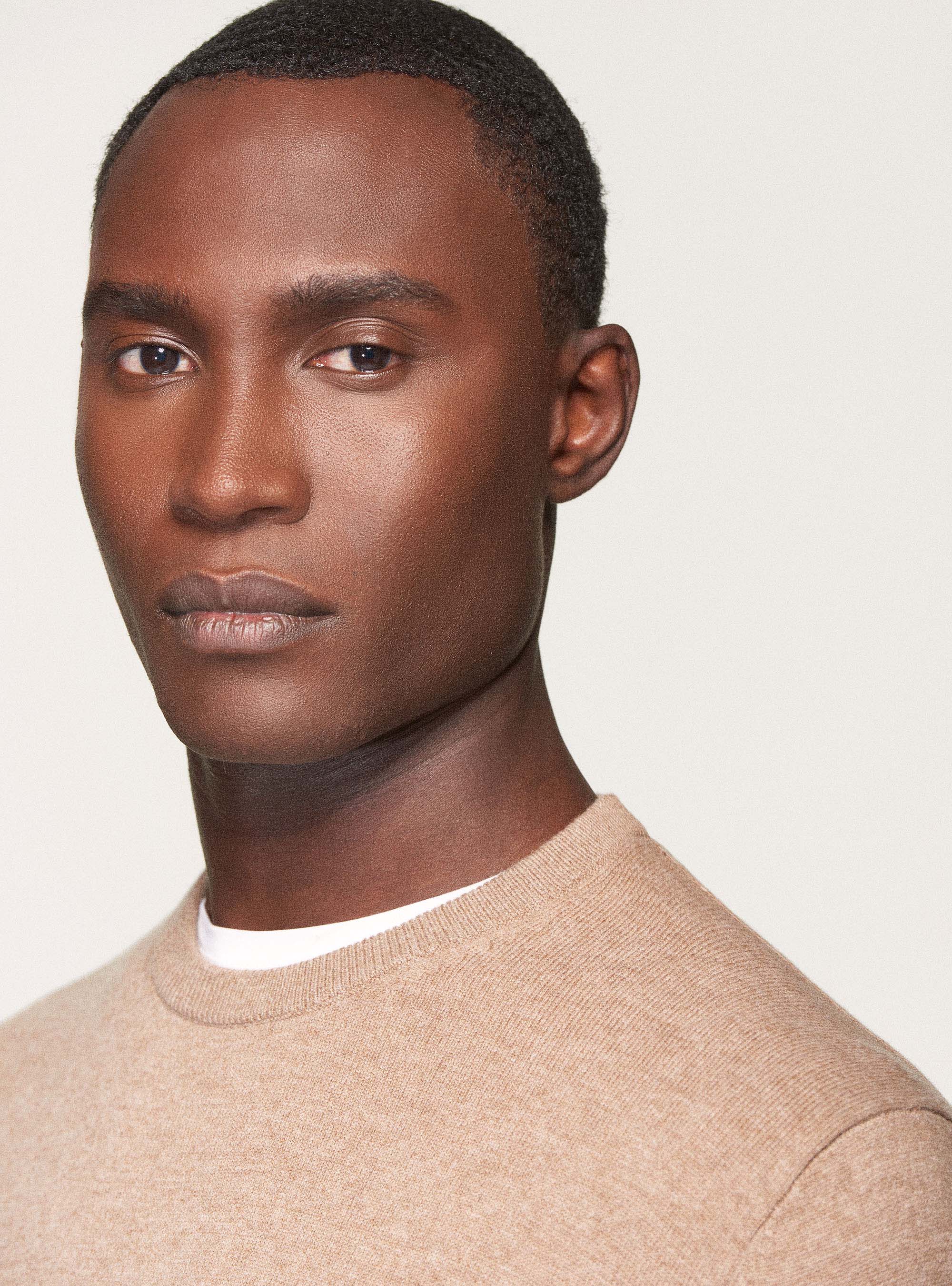 Maglia girocollo in lana lambswool e cashmere, ECRU