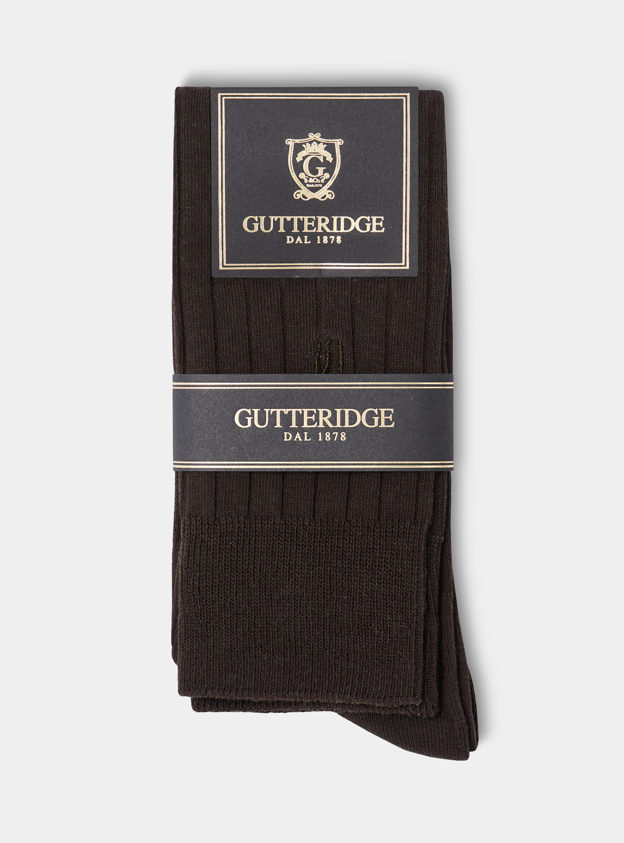 Ribbed socks with embroidery, BROWN
