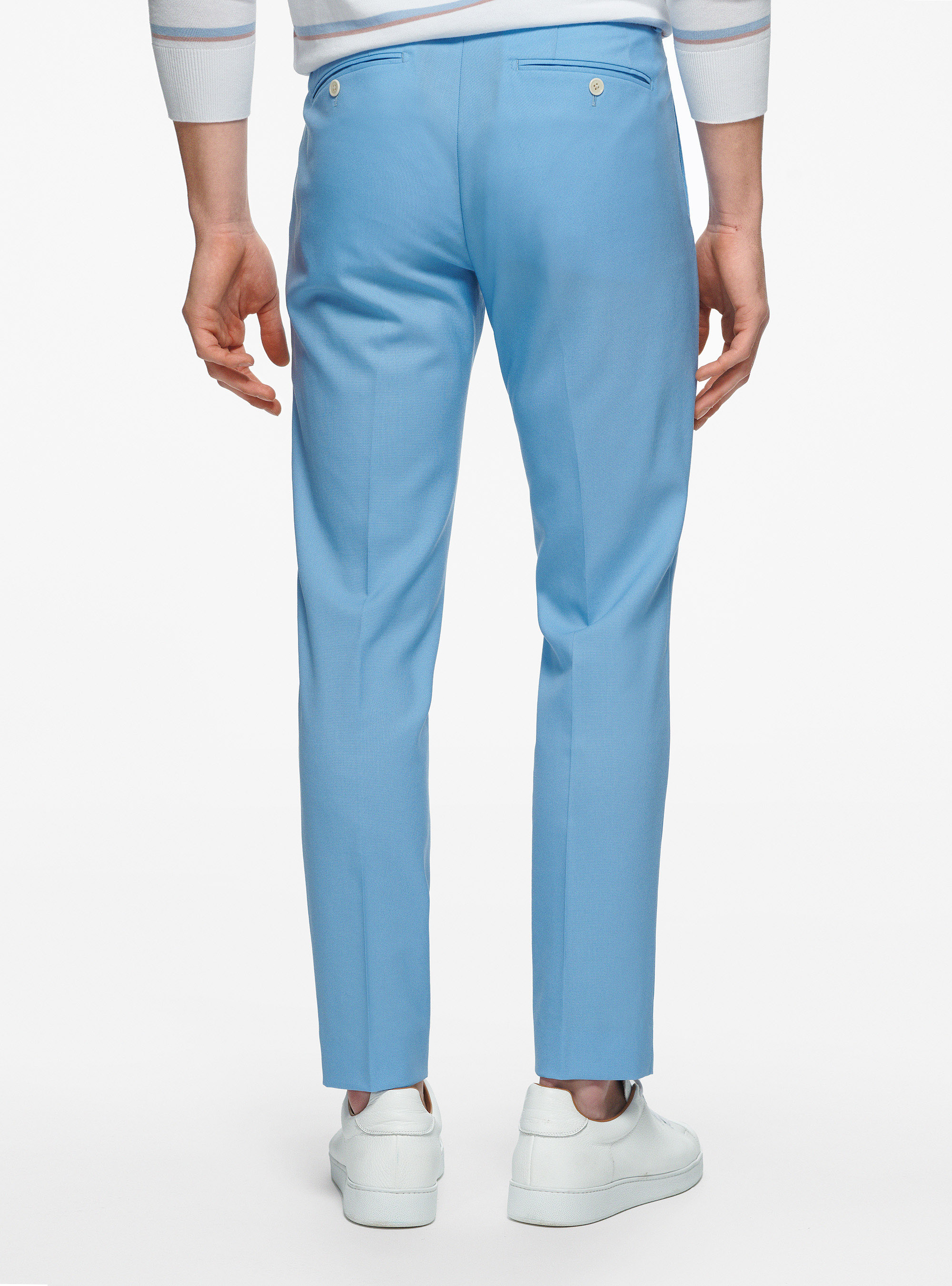 Pantaloni in pura lana Vitale Barberis Canonico, AZZURRO