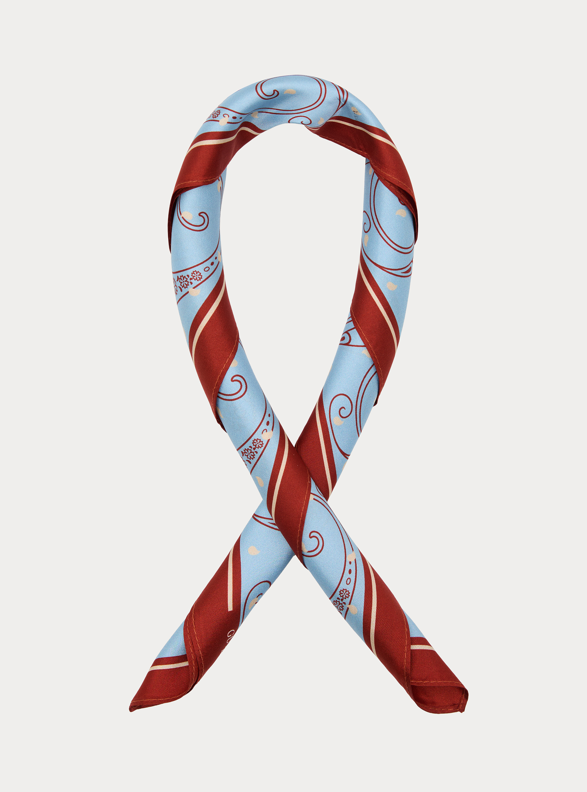 Foulard in seta stampata fantasia macro paisley, LIGHT BLUE