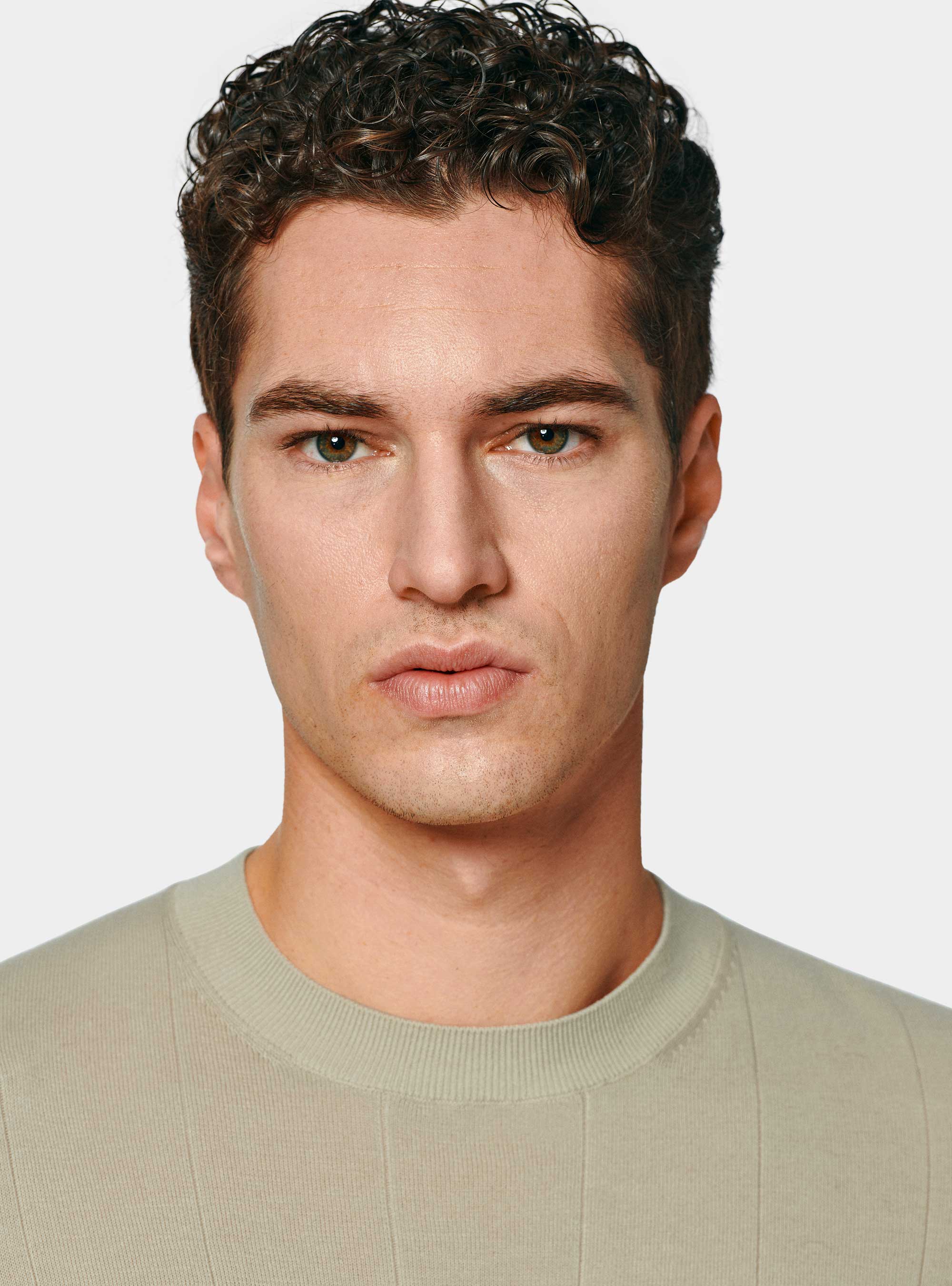 Maglia in puro cotone costa piatta, ECRU