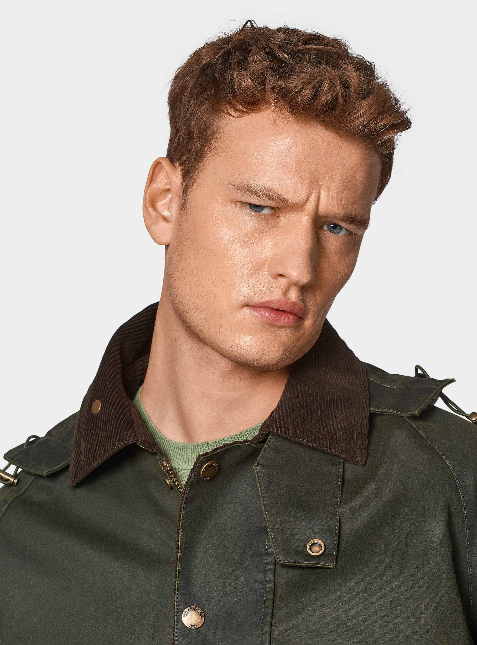 Chaqueta encerada en mezcla de algodón, VERDE