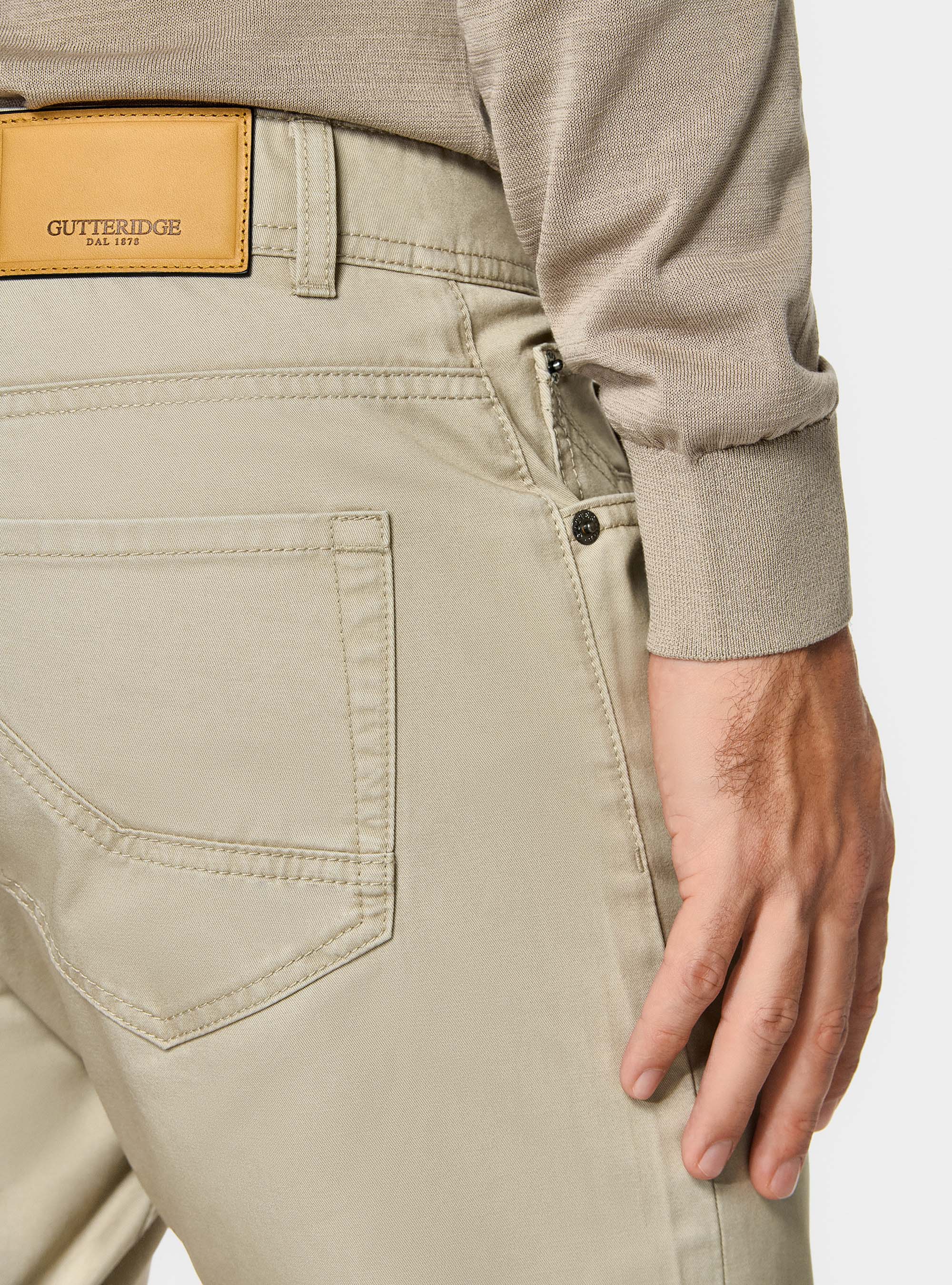 Cotton twill 5-pocket trousers, SAND