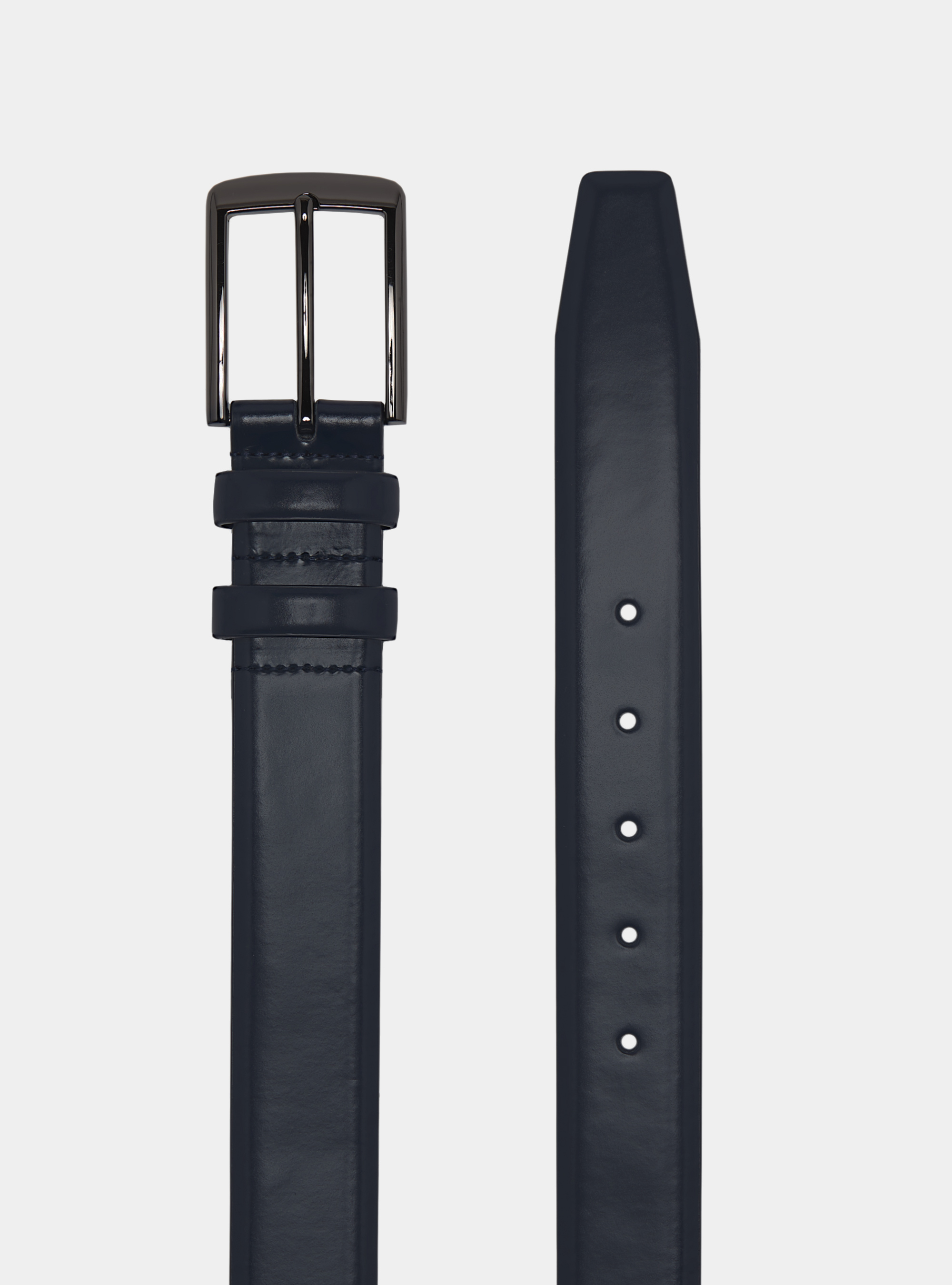 Matt brushed leather belt, NAVY BLUE