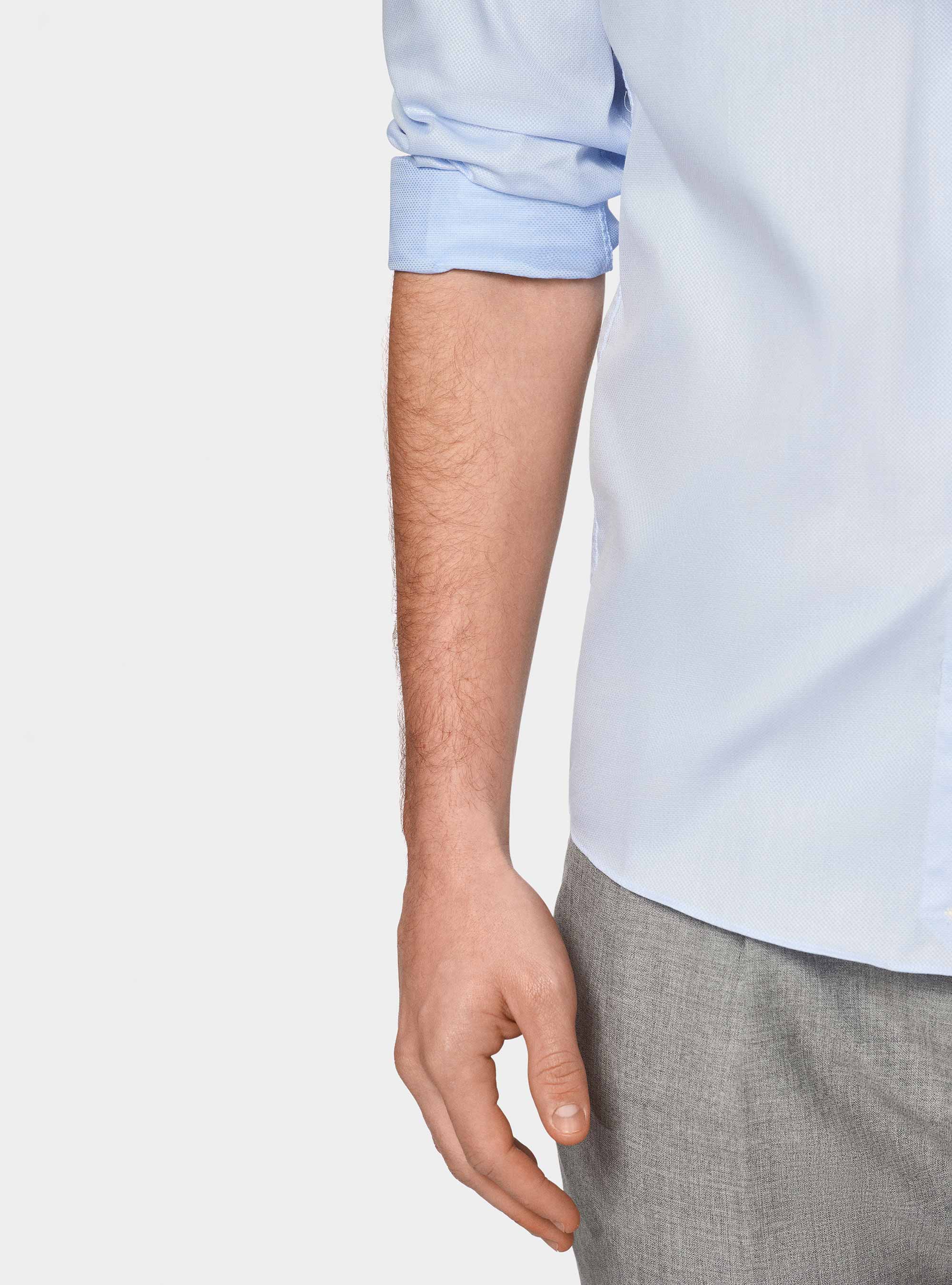 Camicia in puro cotone operato, AZZURRO