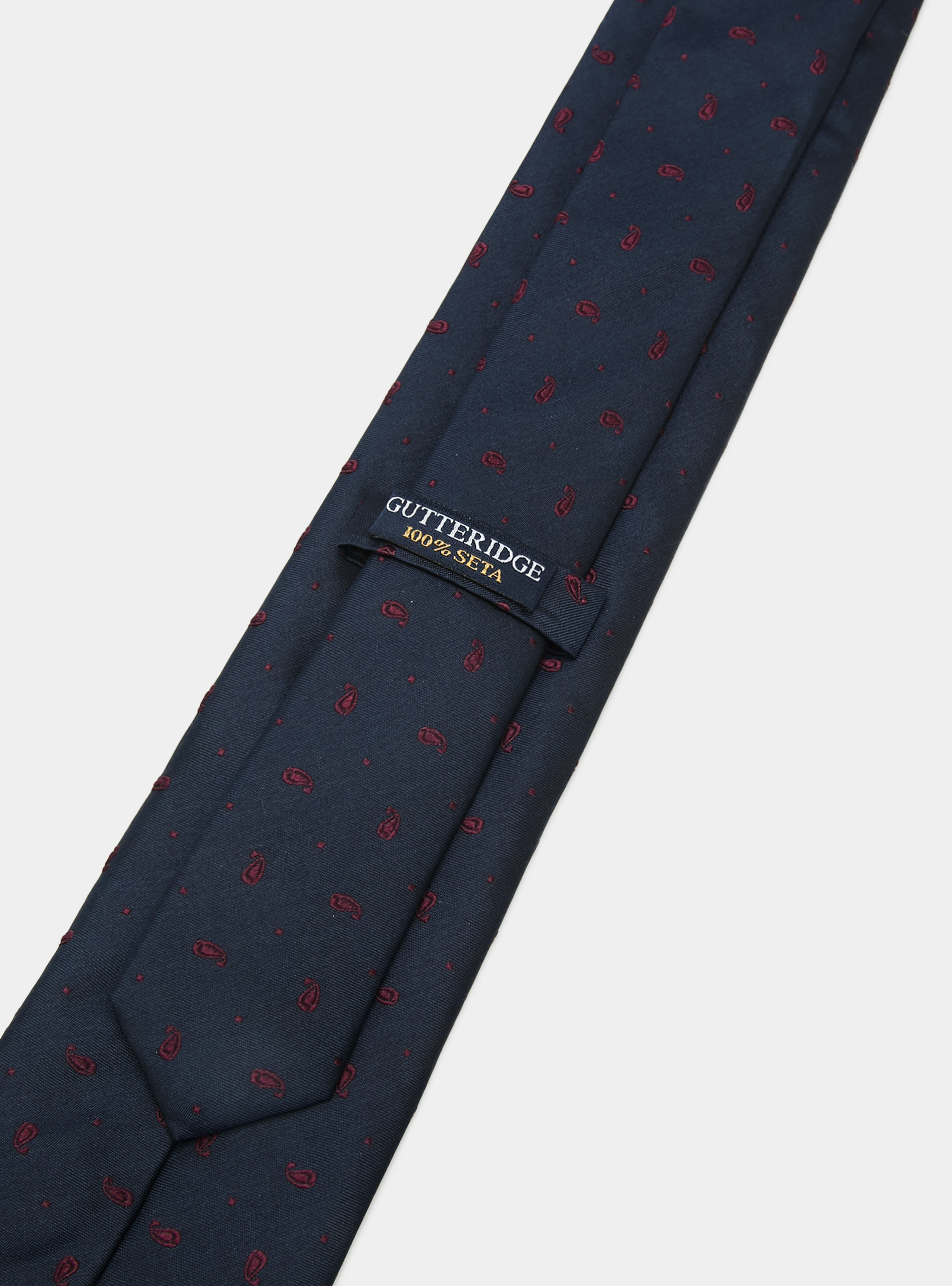 Cravatta in seta jacquard motivo paisley, NAVY/BORDEAUX
