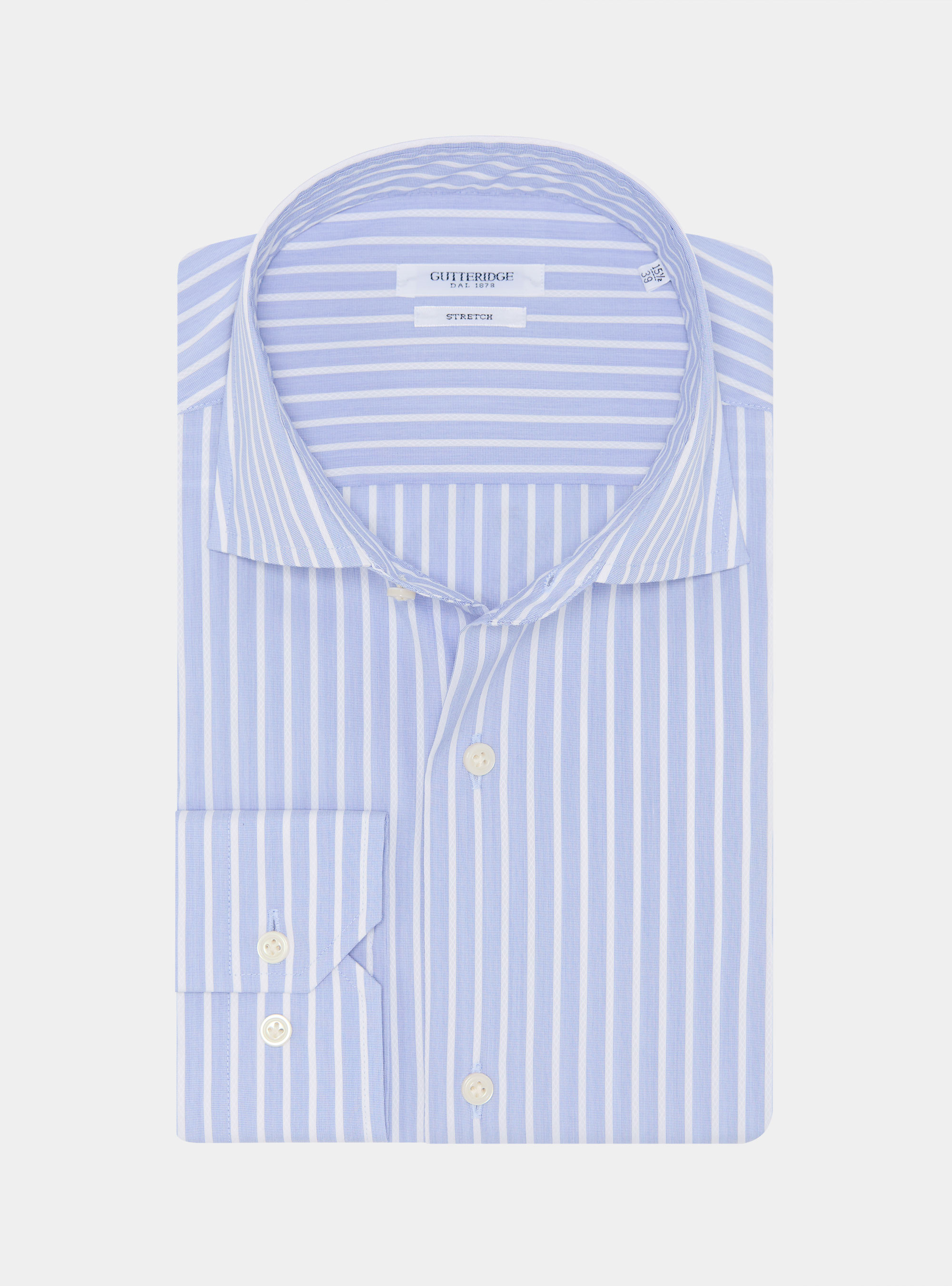 Stretch cotton blend striped shirt, LIGHT BLUE