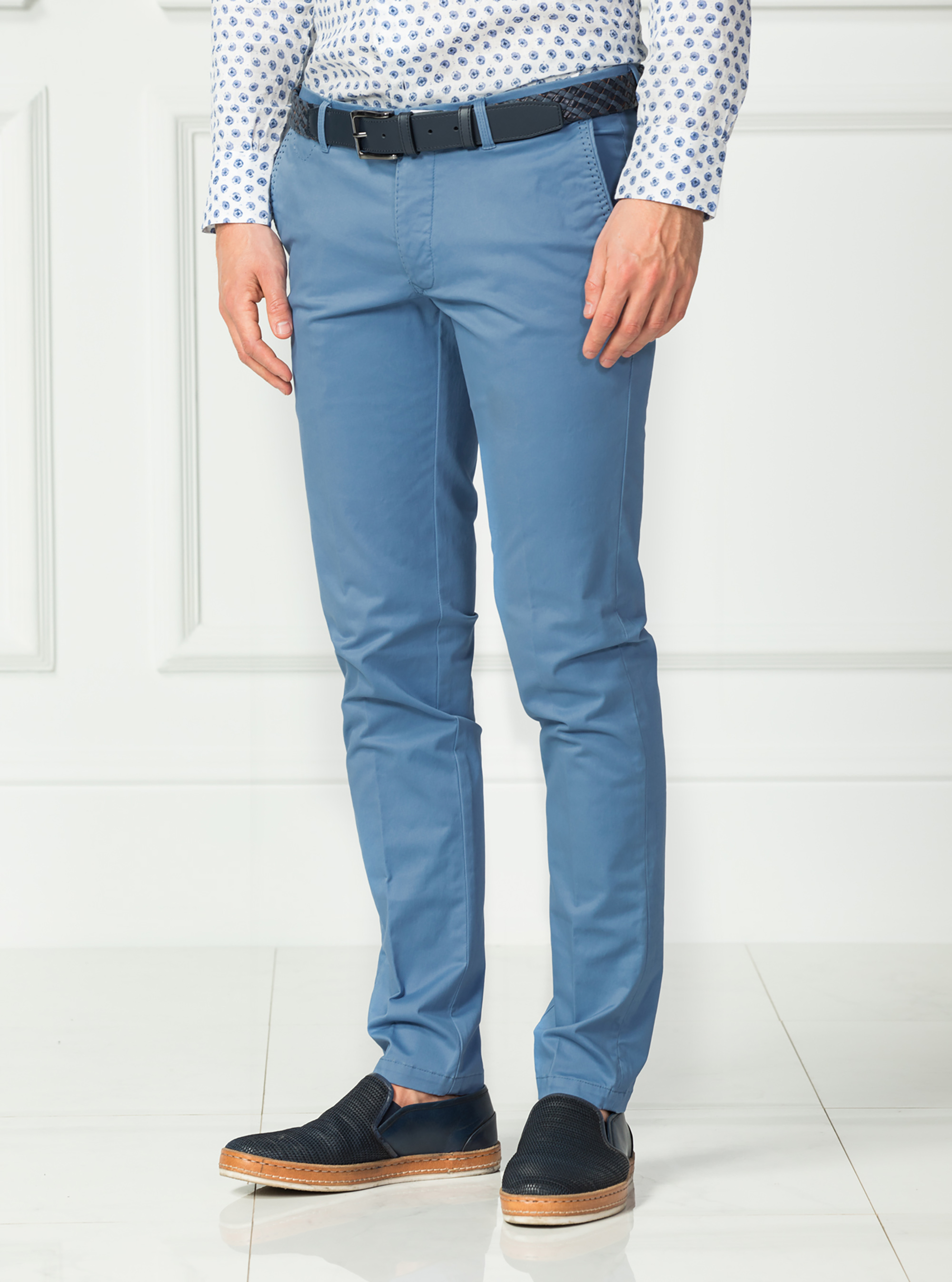 Stretch cotton chino trousers, LIGHT BLUE
