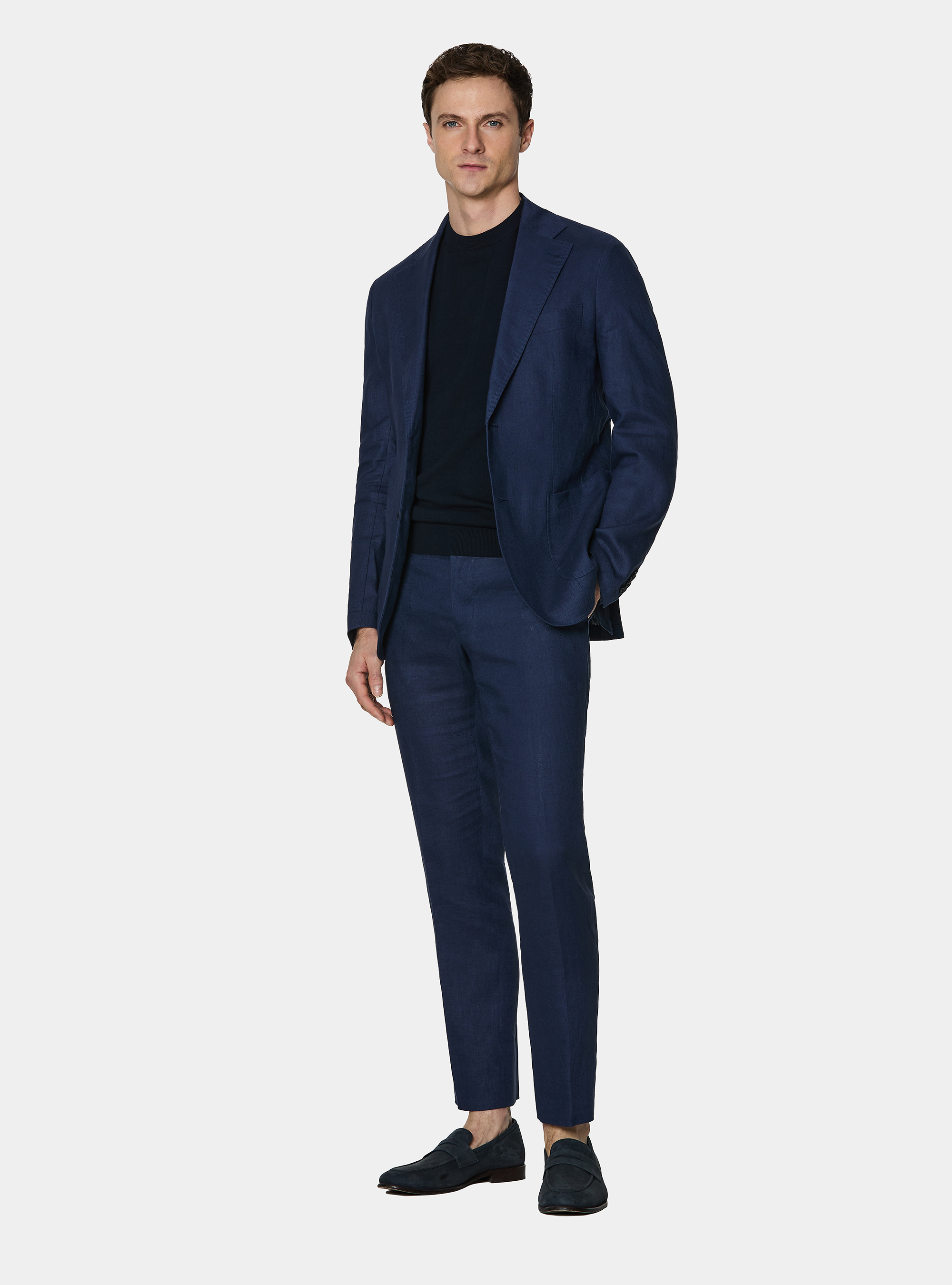 Pure linen suit blazer, BLUE