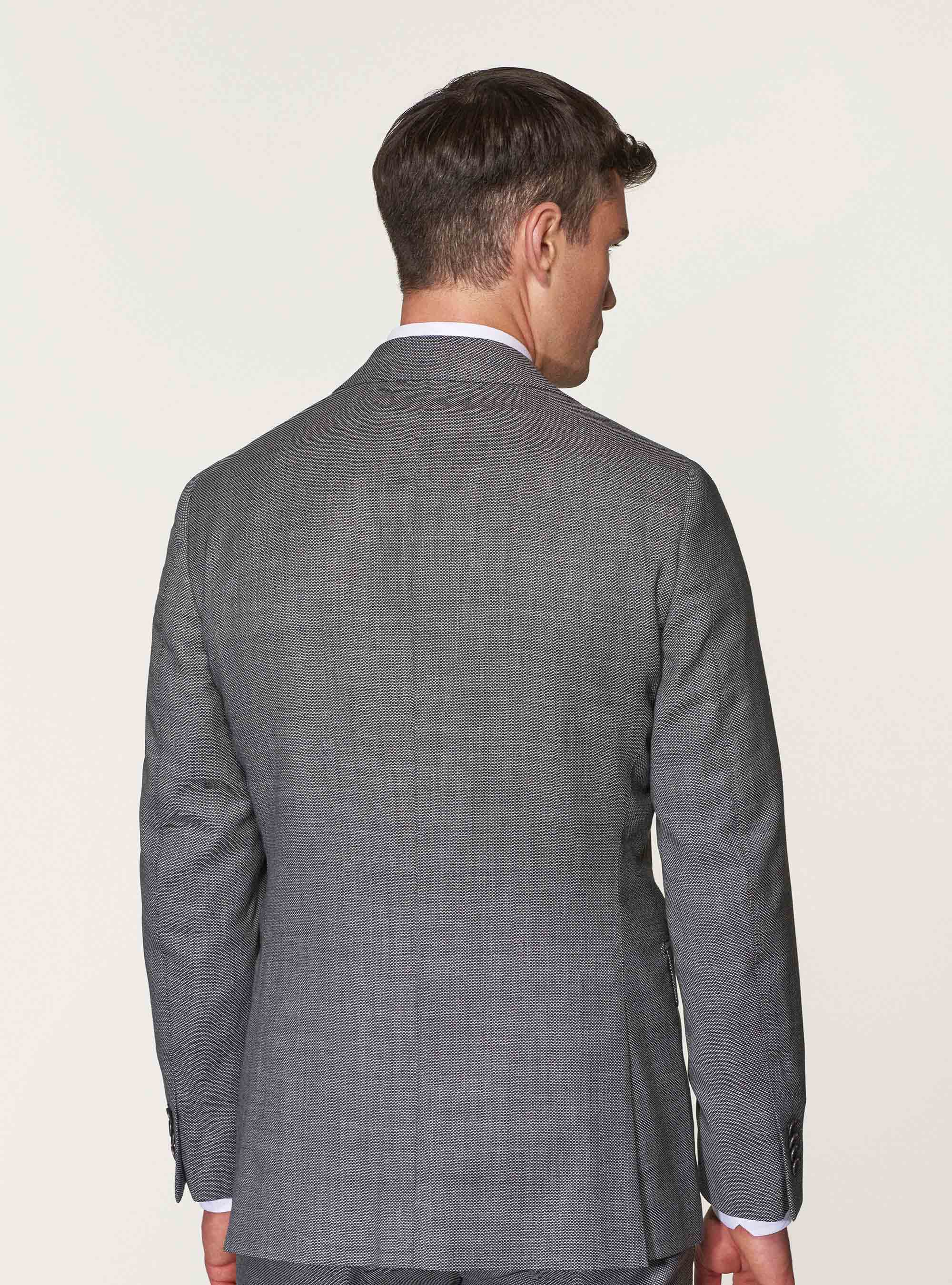 Giacca per abito in pura lana occhio di pernice, ASFALTO