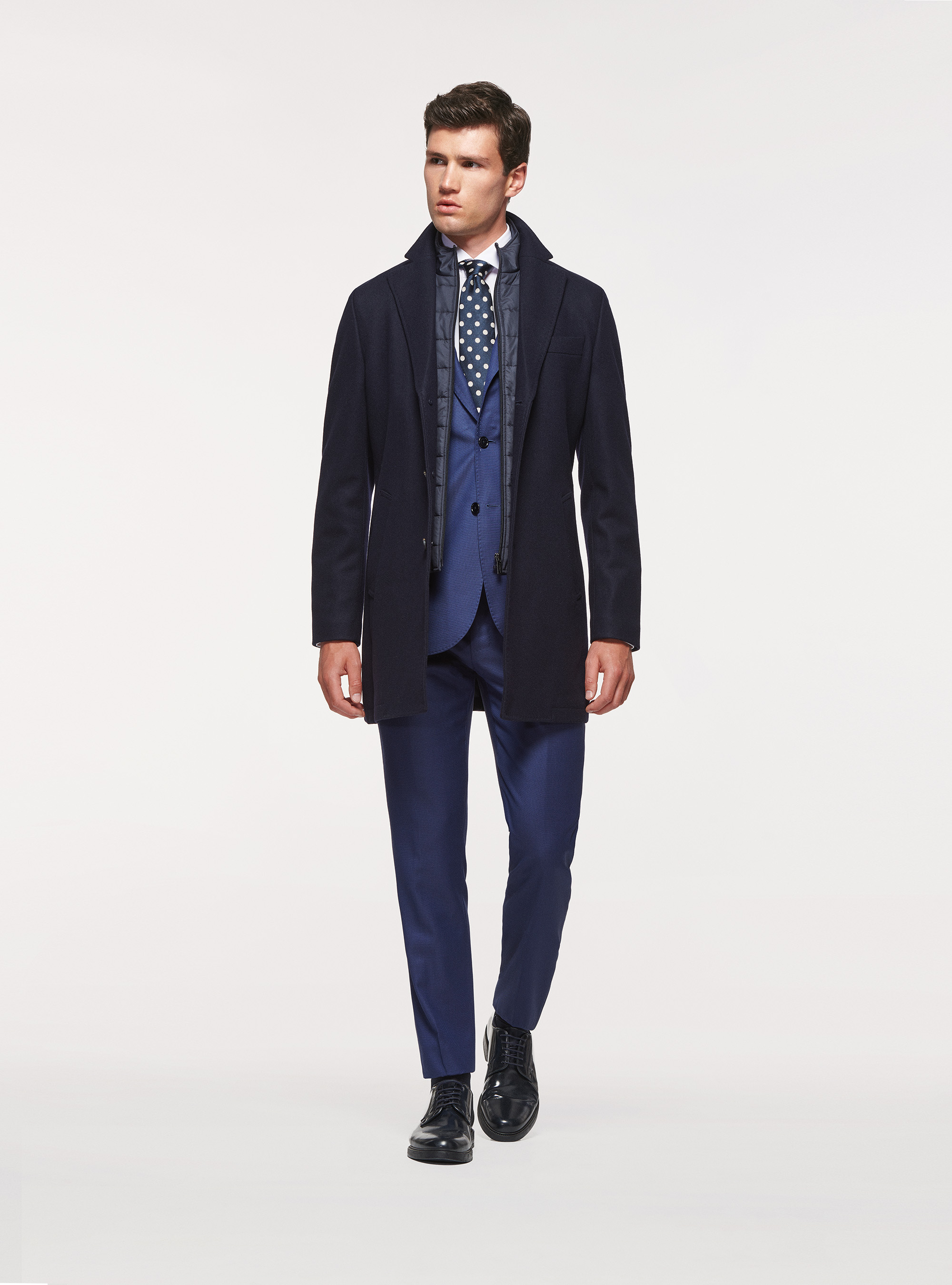 Cappotto in lana con pettorina imbottita 3M, BLU NAVY