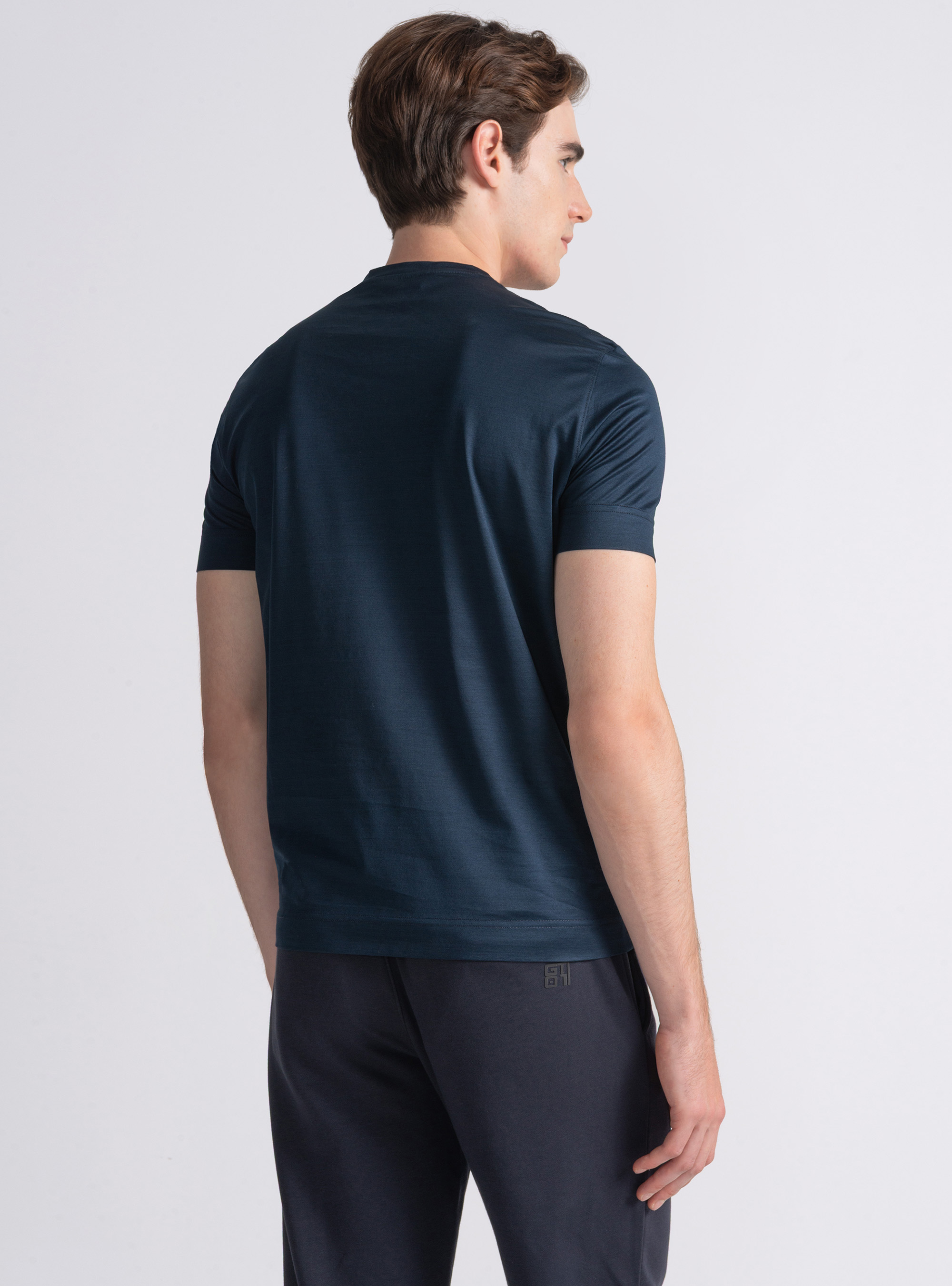 T-shirt manica corta in cotone filo di scozia, BLU NAVY