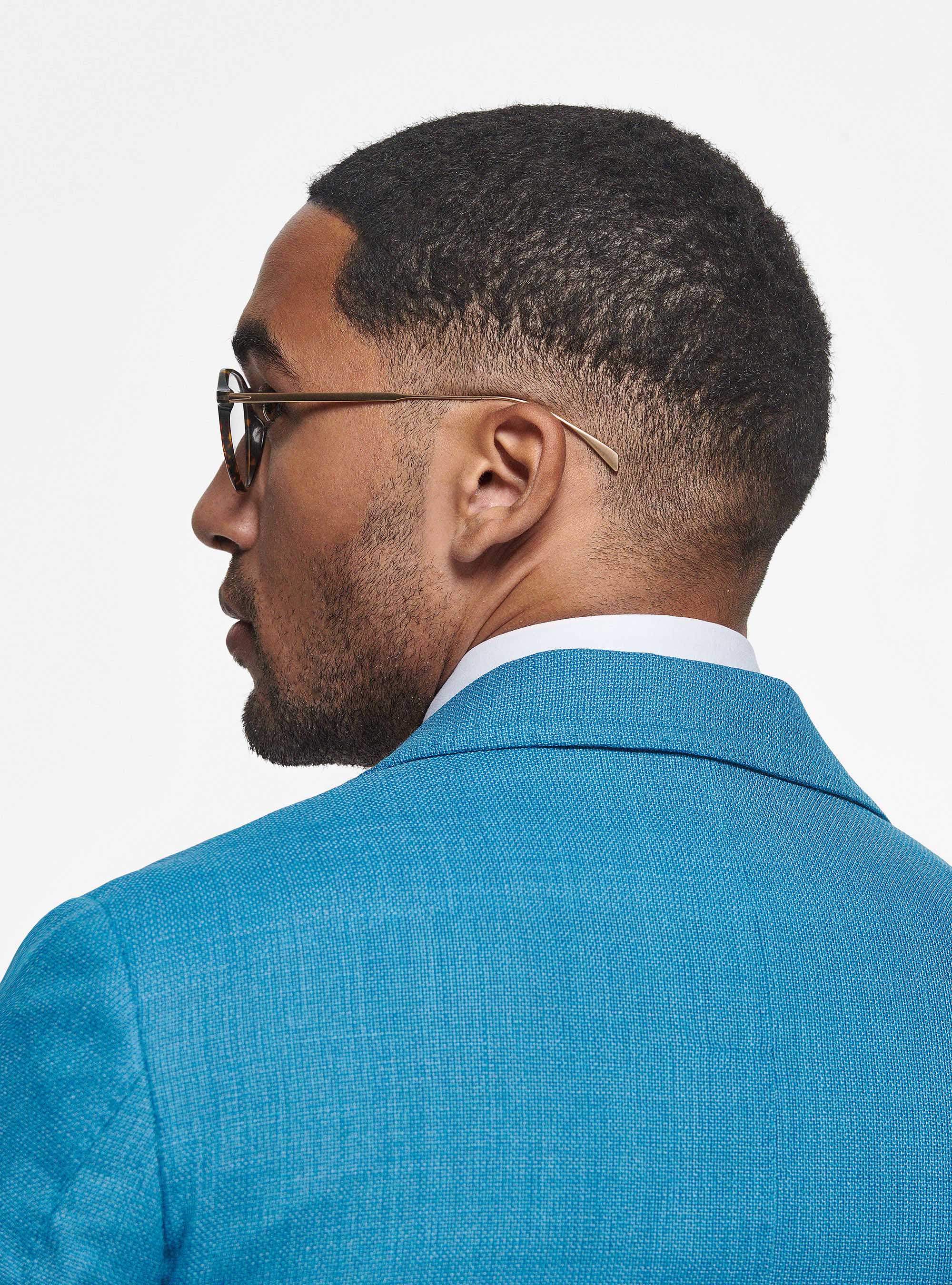 Micro-textured wool blazer, PETROL