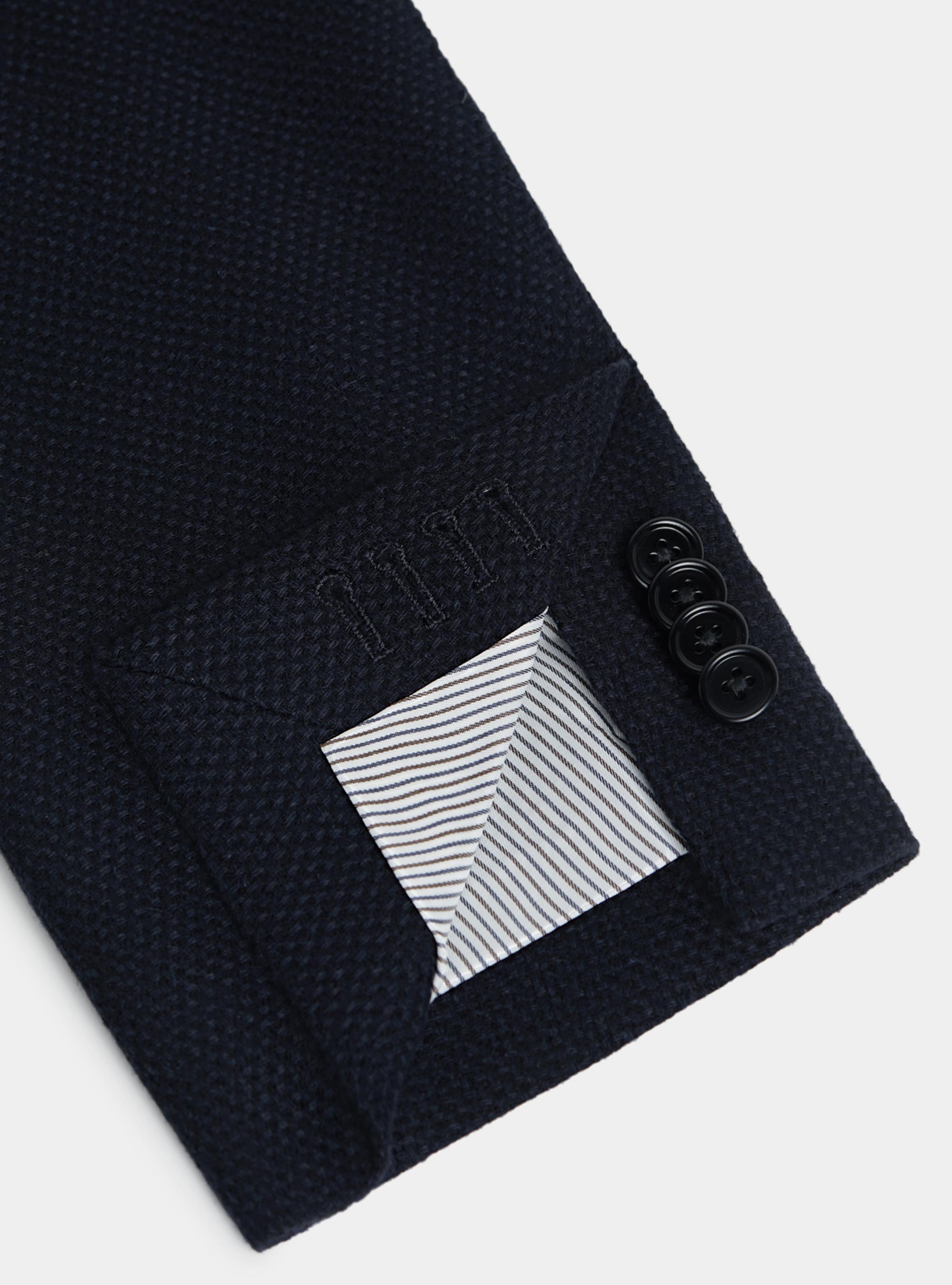 Giacca hopsack in lana cotone e cashmere, BLU NAVY