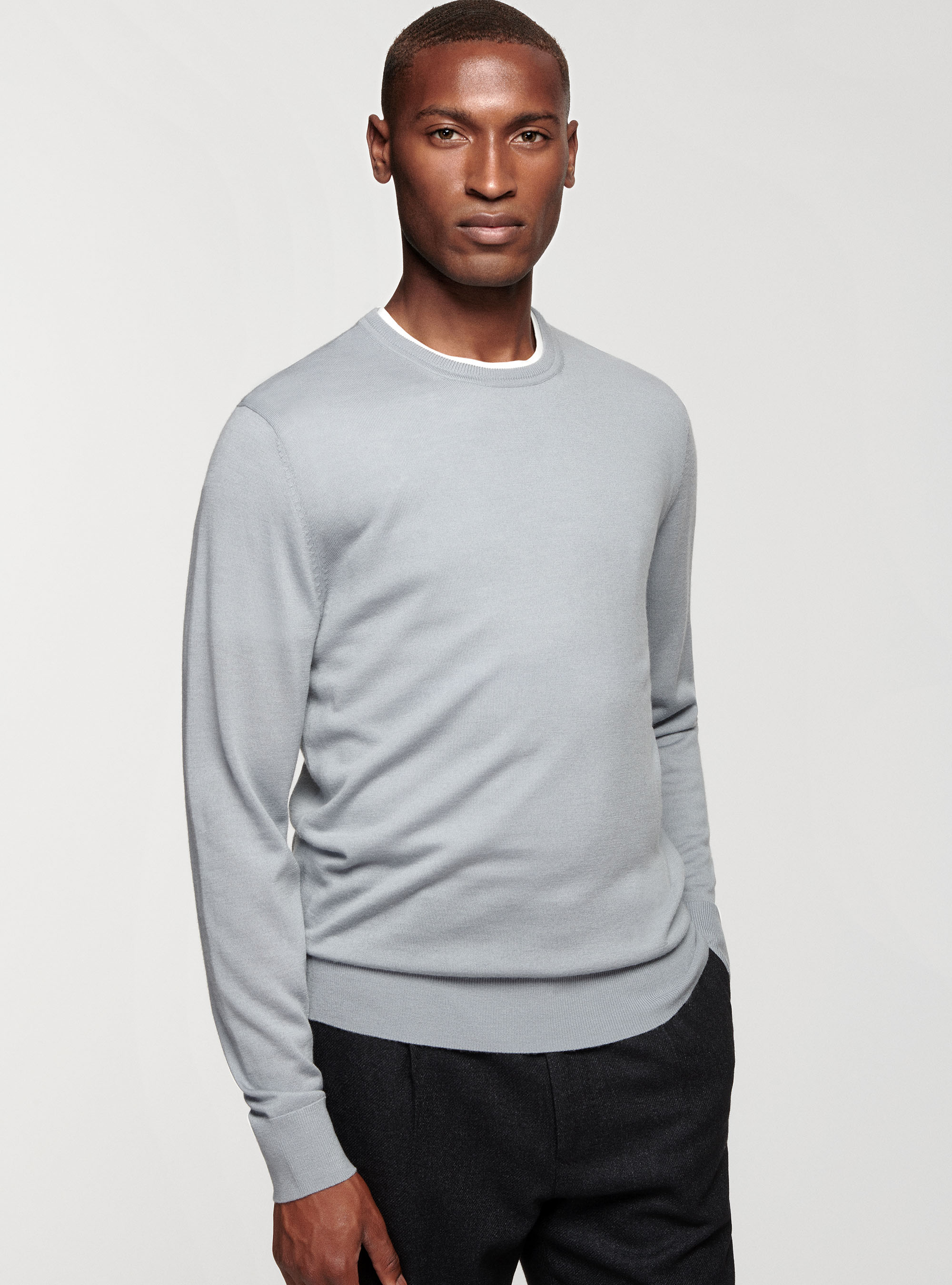 Maglia in pura lana merino, GRIGIO CHIARO 0256C