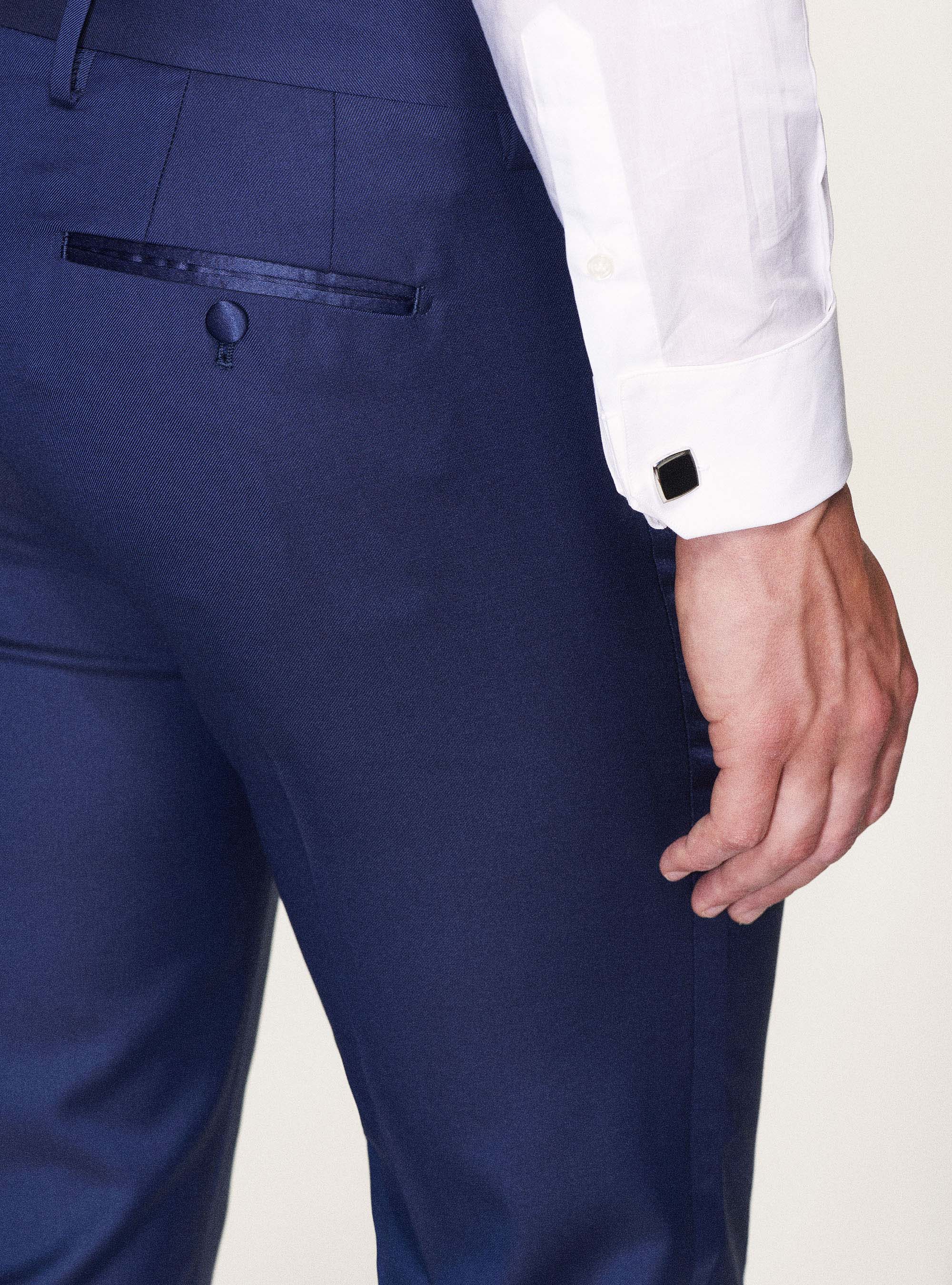 Pantaloni smoking in pura lana superfine 110's Vitale Barberis Canonico, BASALTO