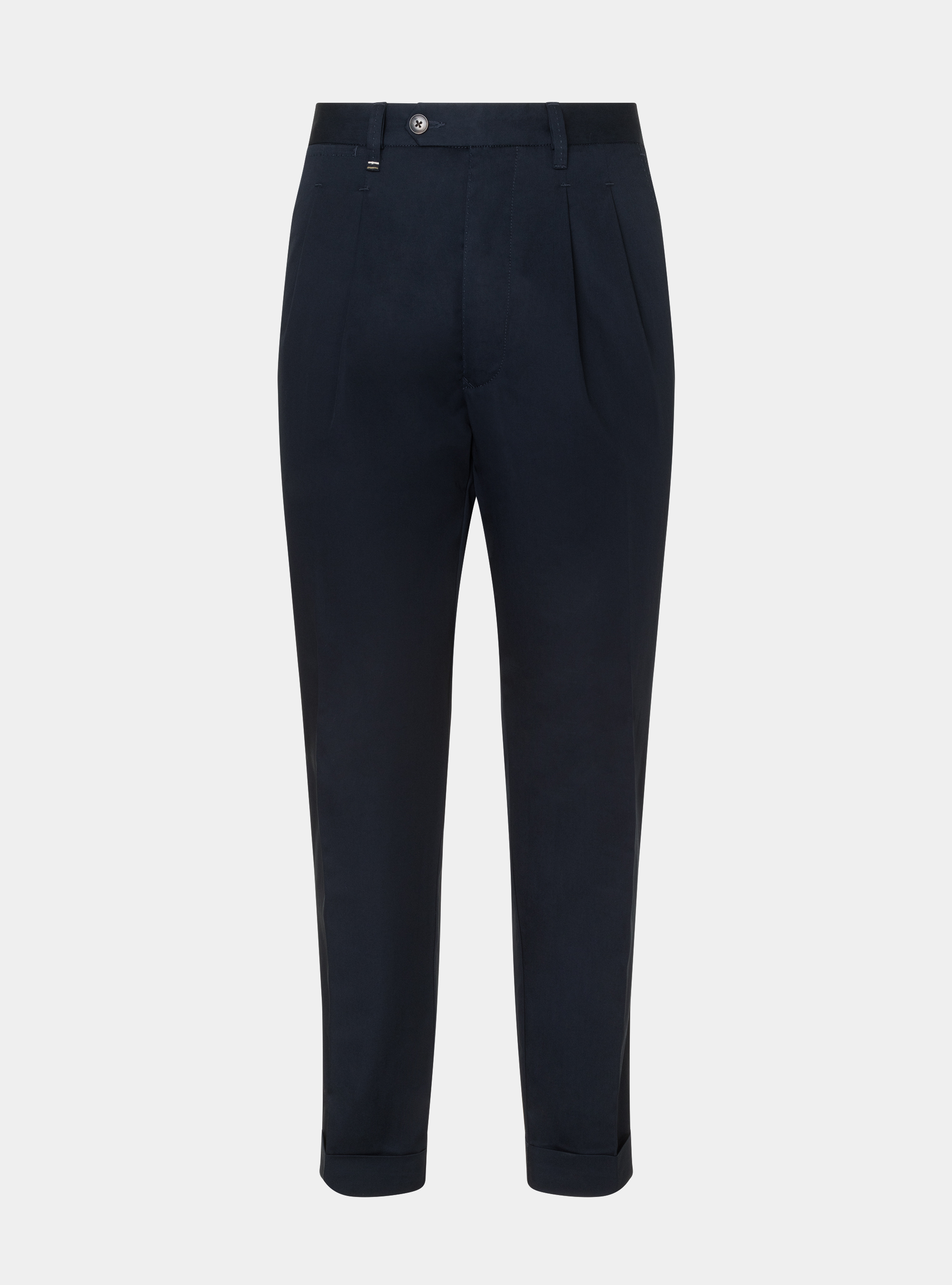 Pantaloni con doppia pince in twill leggero, BLU NAVY