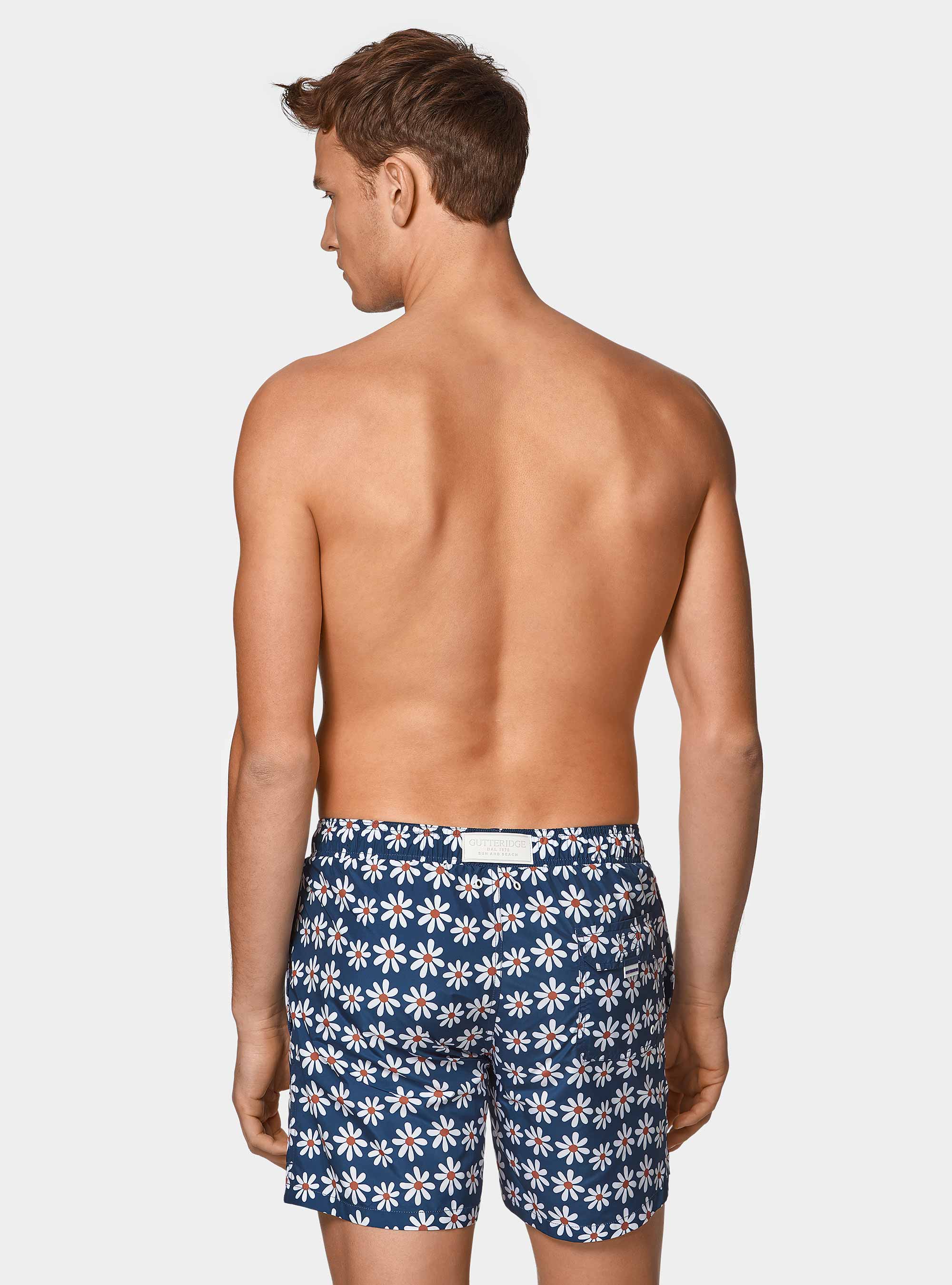 Maillot de bain imprim&eacute; marguerite, BLEU MARINE