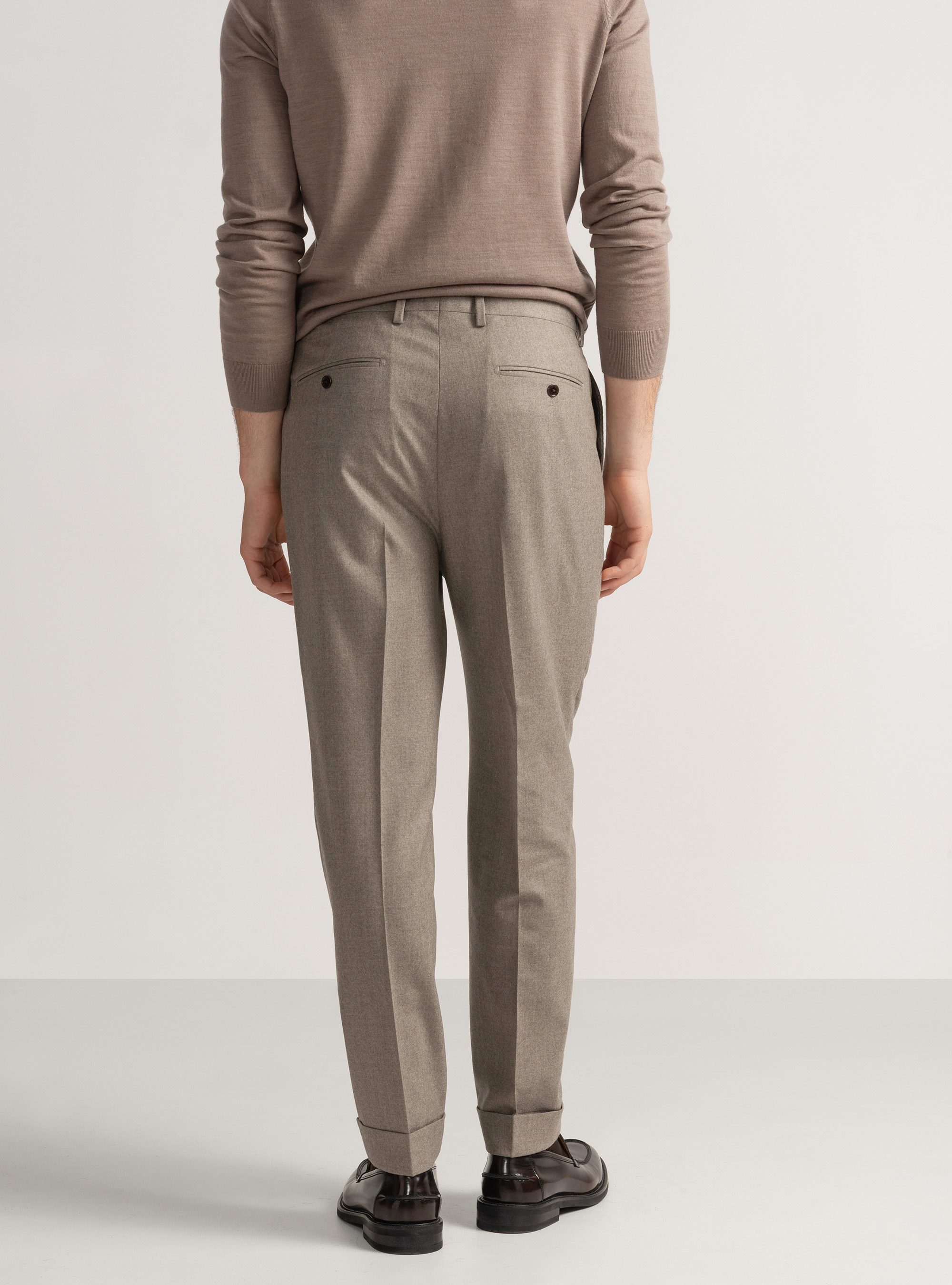 Trousers with pleats for flannel suit Vitale Barberis Canonico, SAND