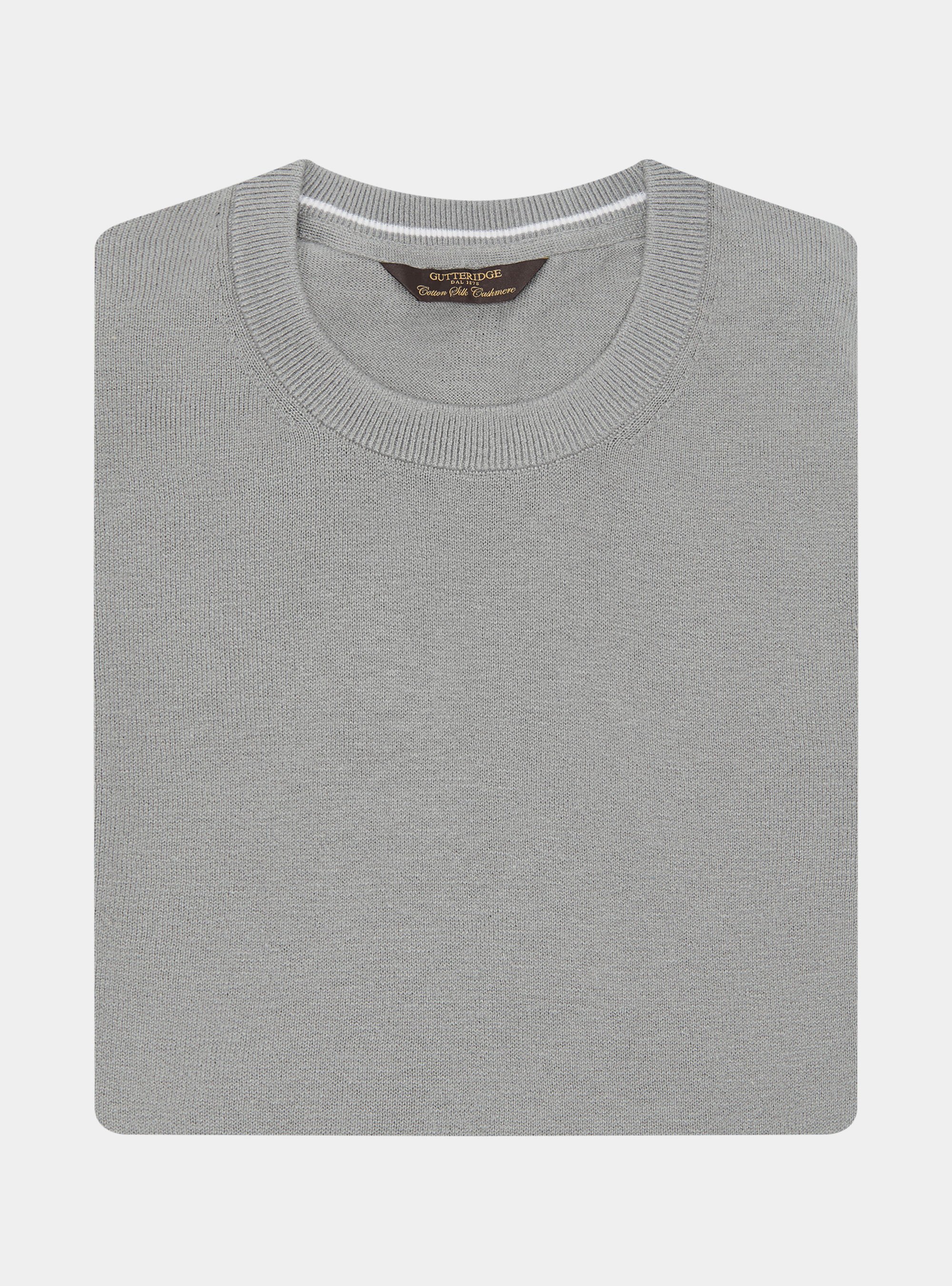Crew-neck sweater in cotton silk and cashmere, GREY