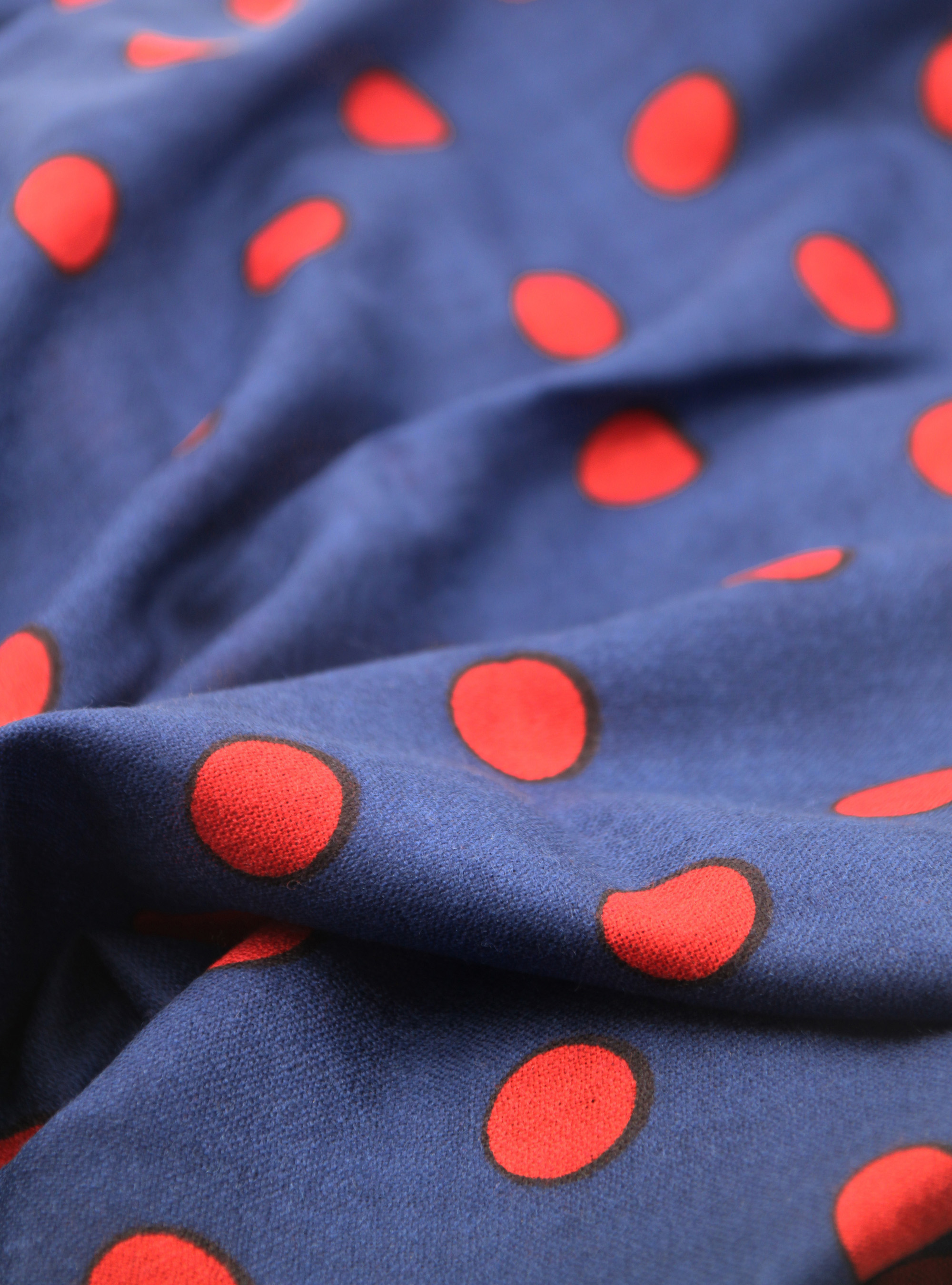POLKA DOT WOOL SCARF, BLUE
